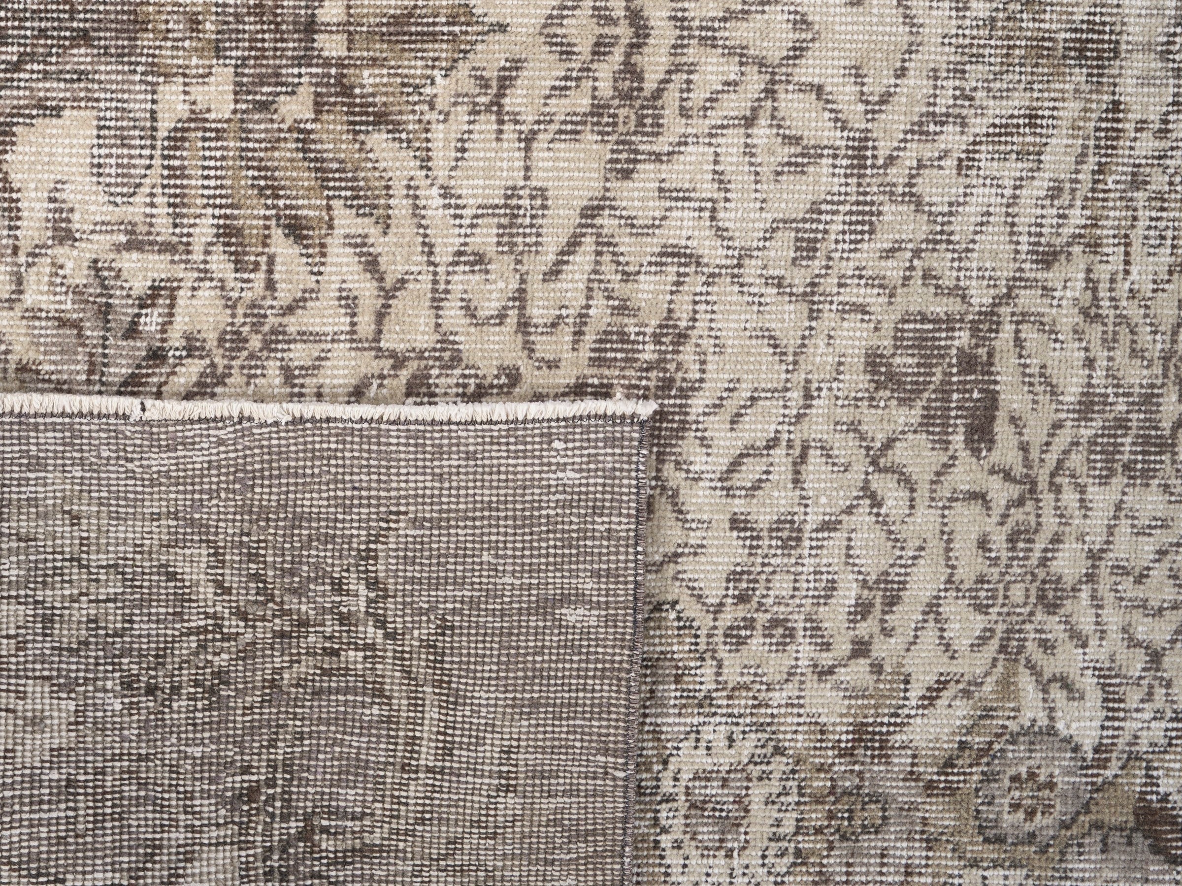 Turkish Isparta area rug in cream and greige, view 9 of 9