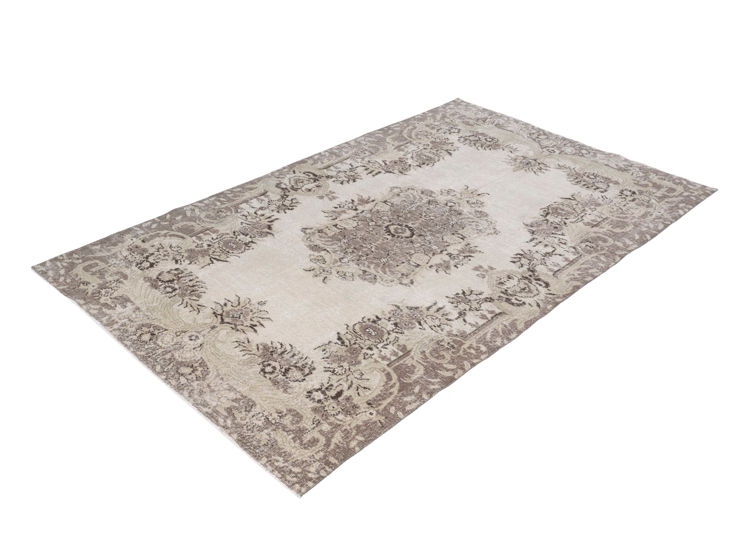 Turkish Isparta area rug in cream and taupe, view 3 of 10