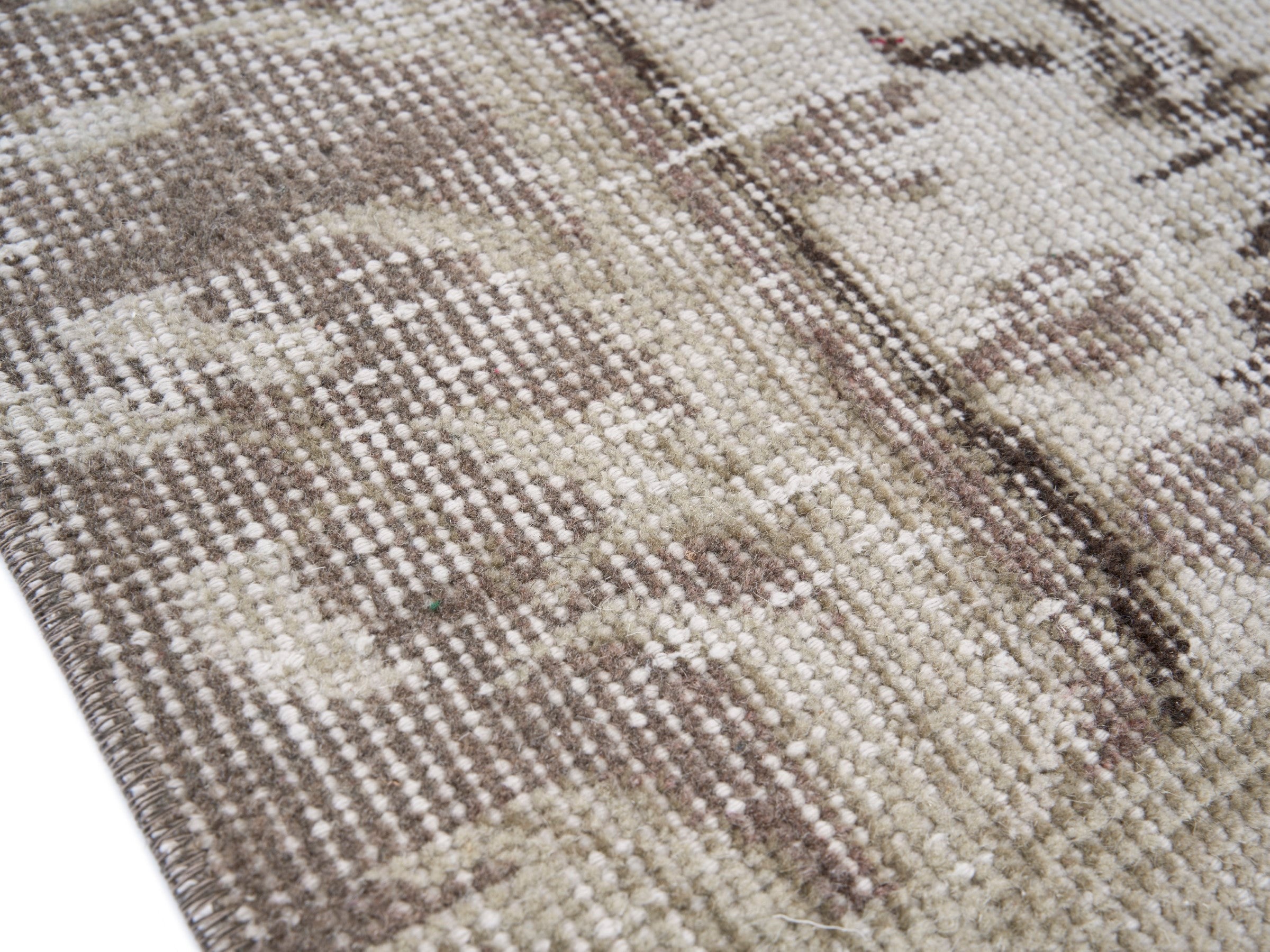 Turkish Isparta area rug in cream and taupe, view 6 of 10