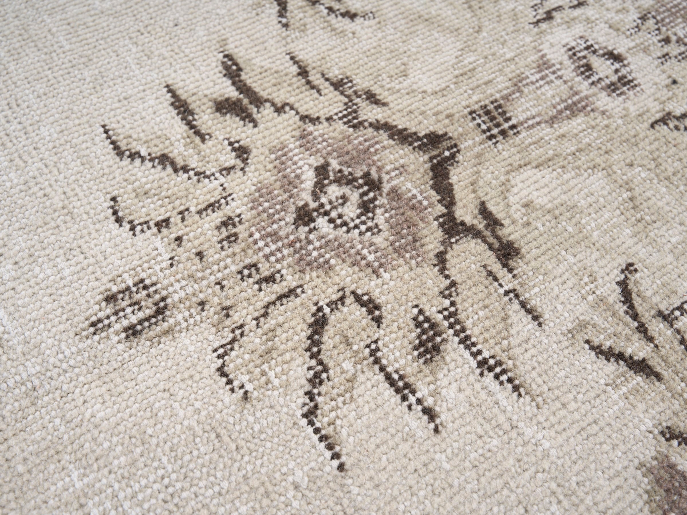 Turkish Isparta area rug in cream and taupe, view 7 of 10
