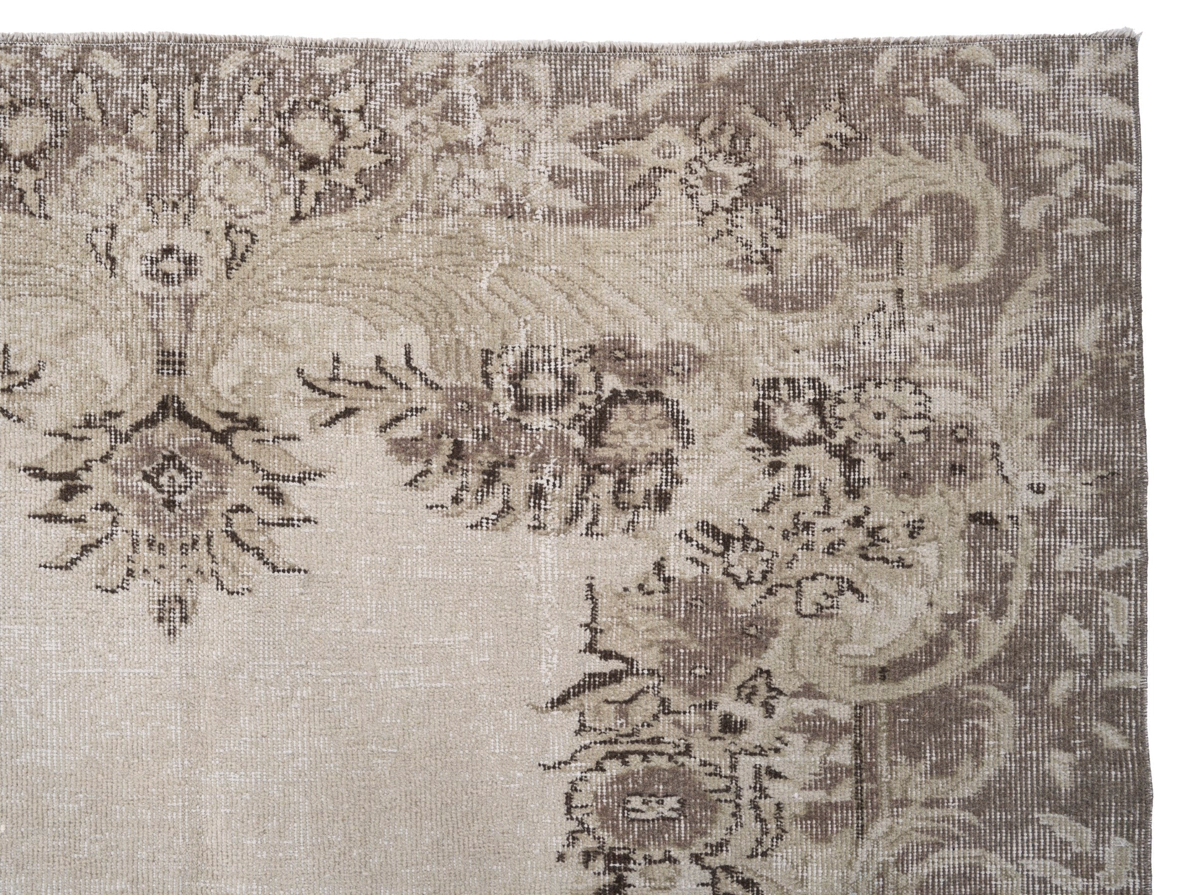 Turkish Isparta area rug in cream and taupe, view 8 of 10