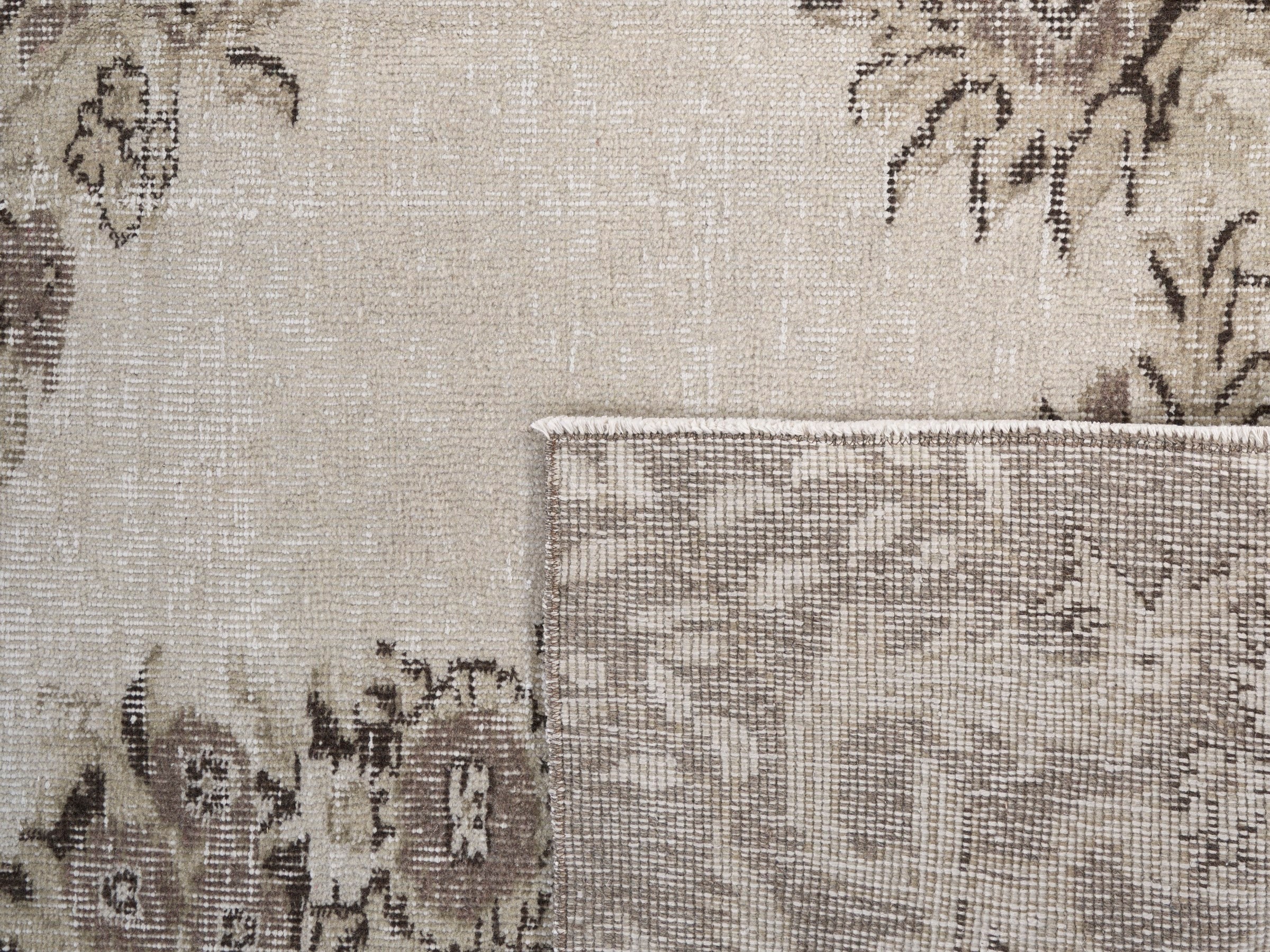 Turkish Isparta area rug in cream and taupe, view 10 of 10