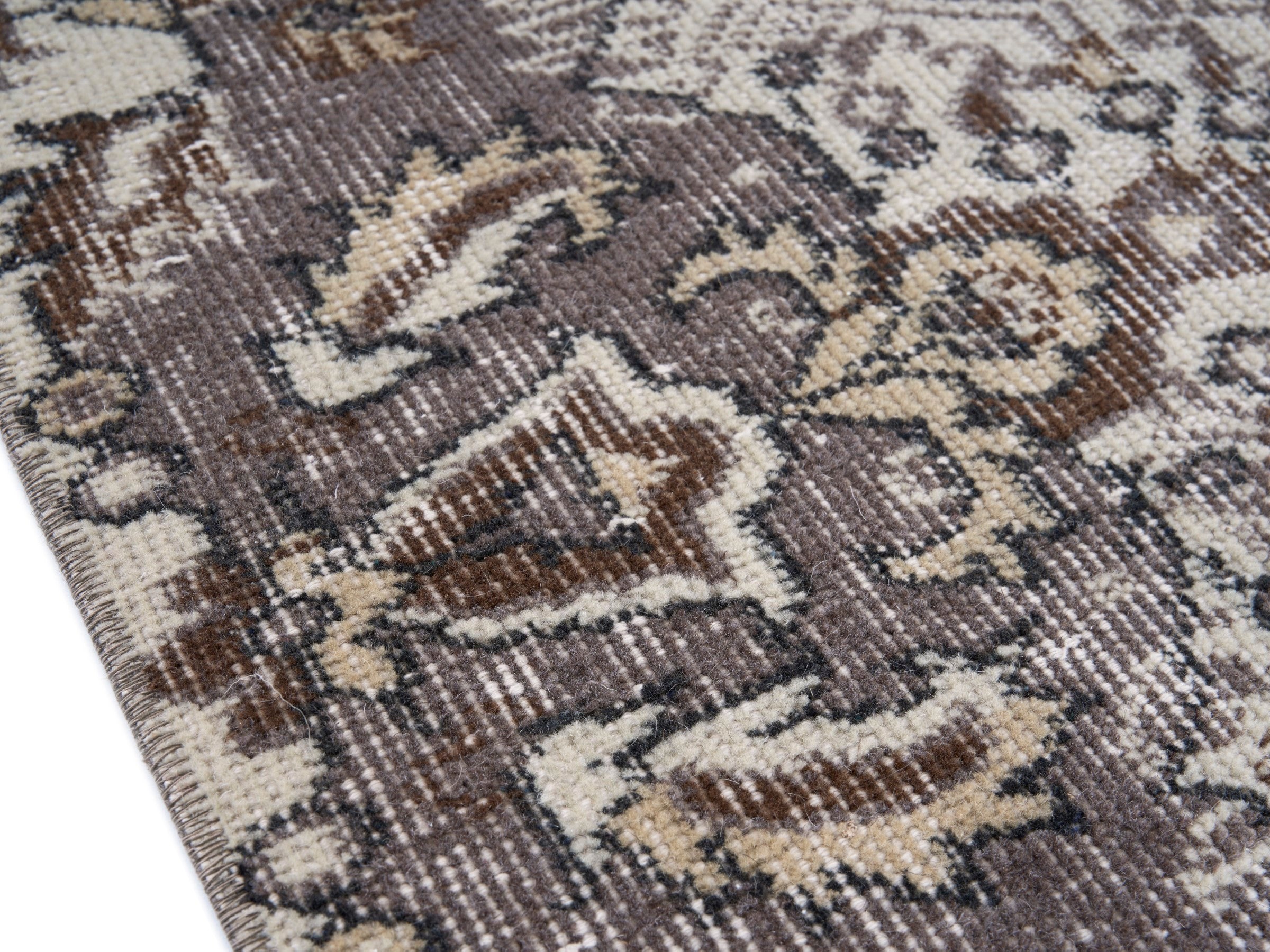 Turkish Isparta area rug in cream and smoke, view 6 of 10