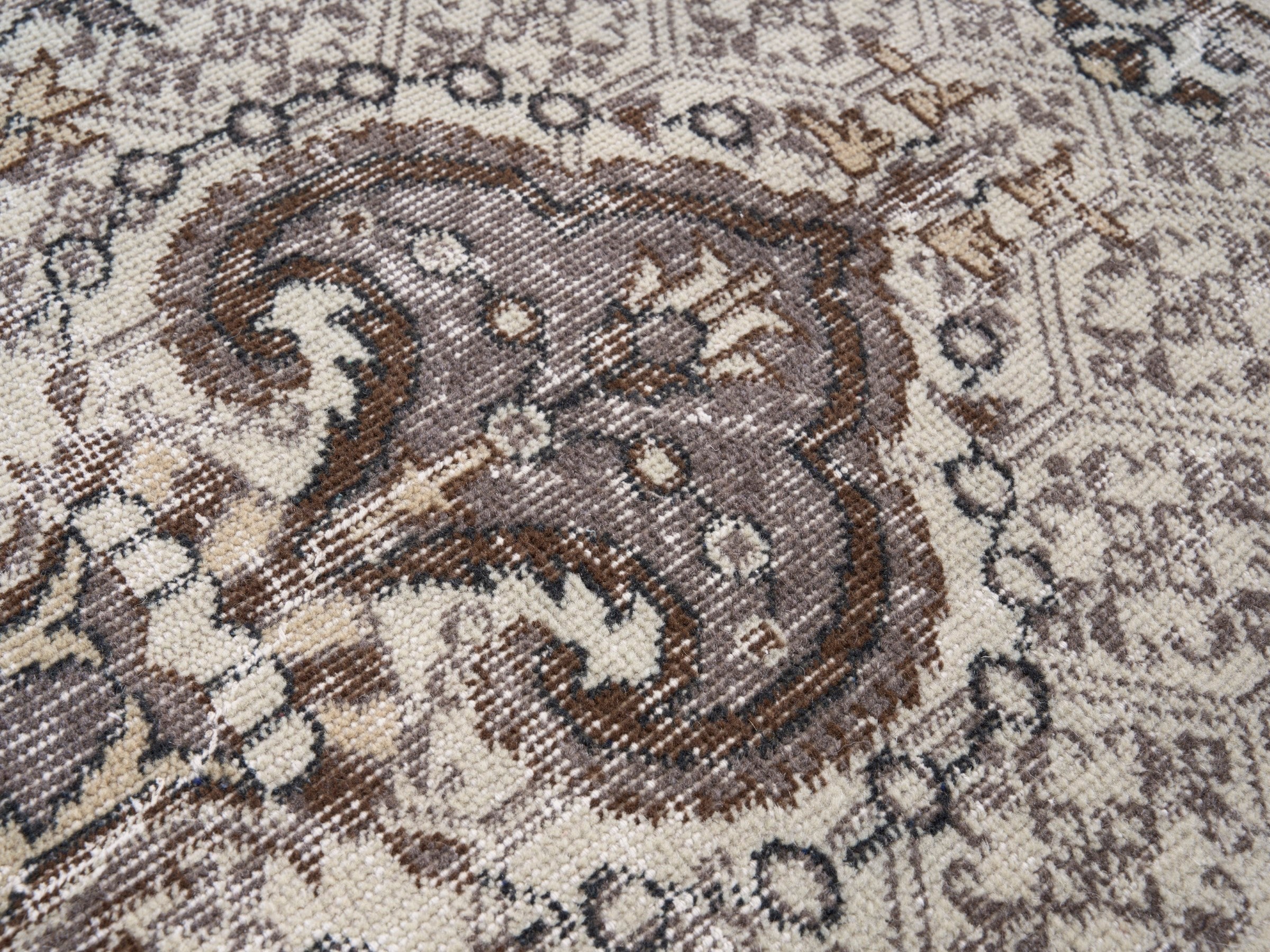 Turkish Isparta area rug in cream and smoke, view 7 of 10