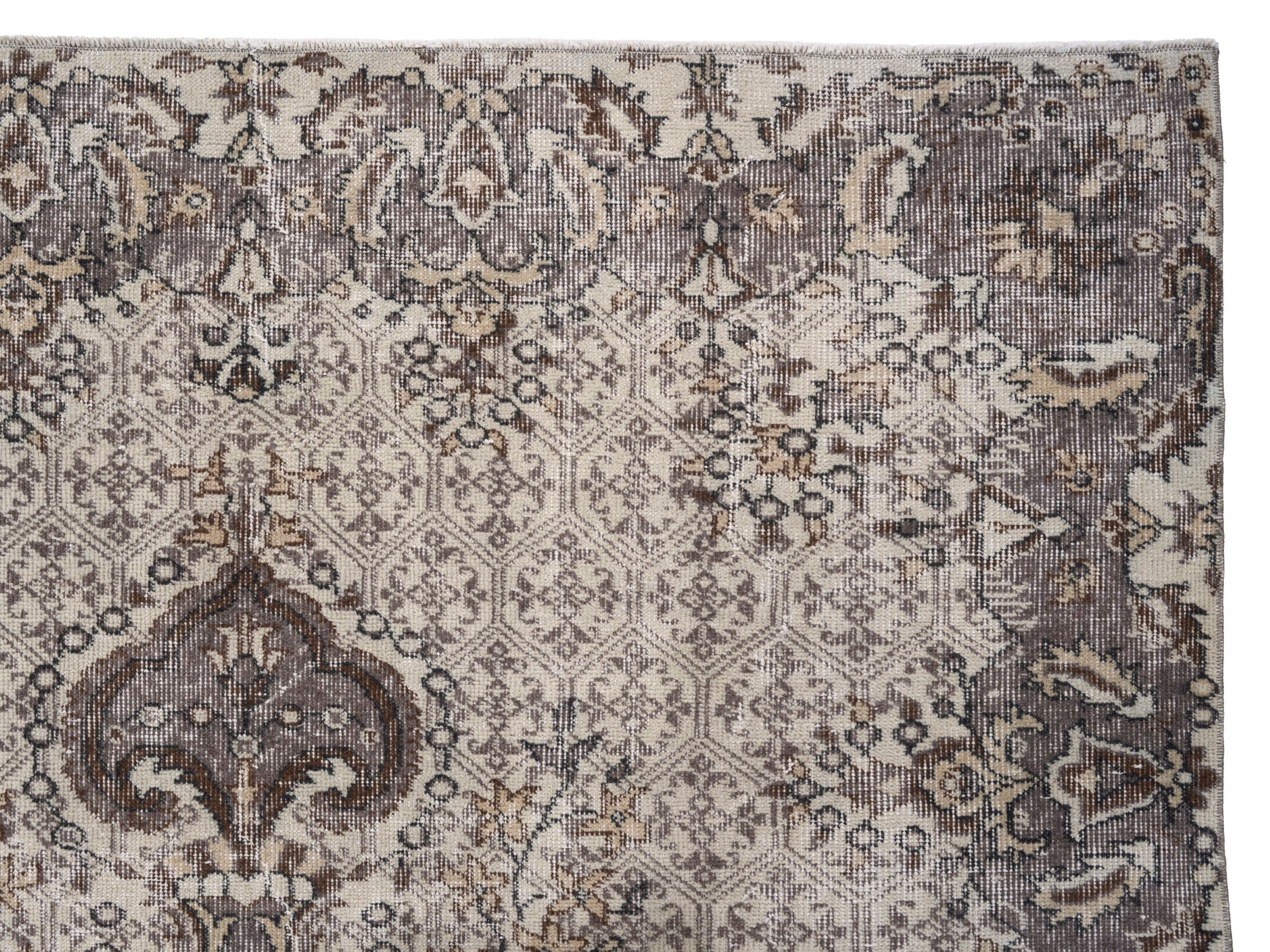 Turkish Isparta area rug in cream and smoke, view 8 of 10