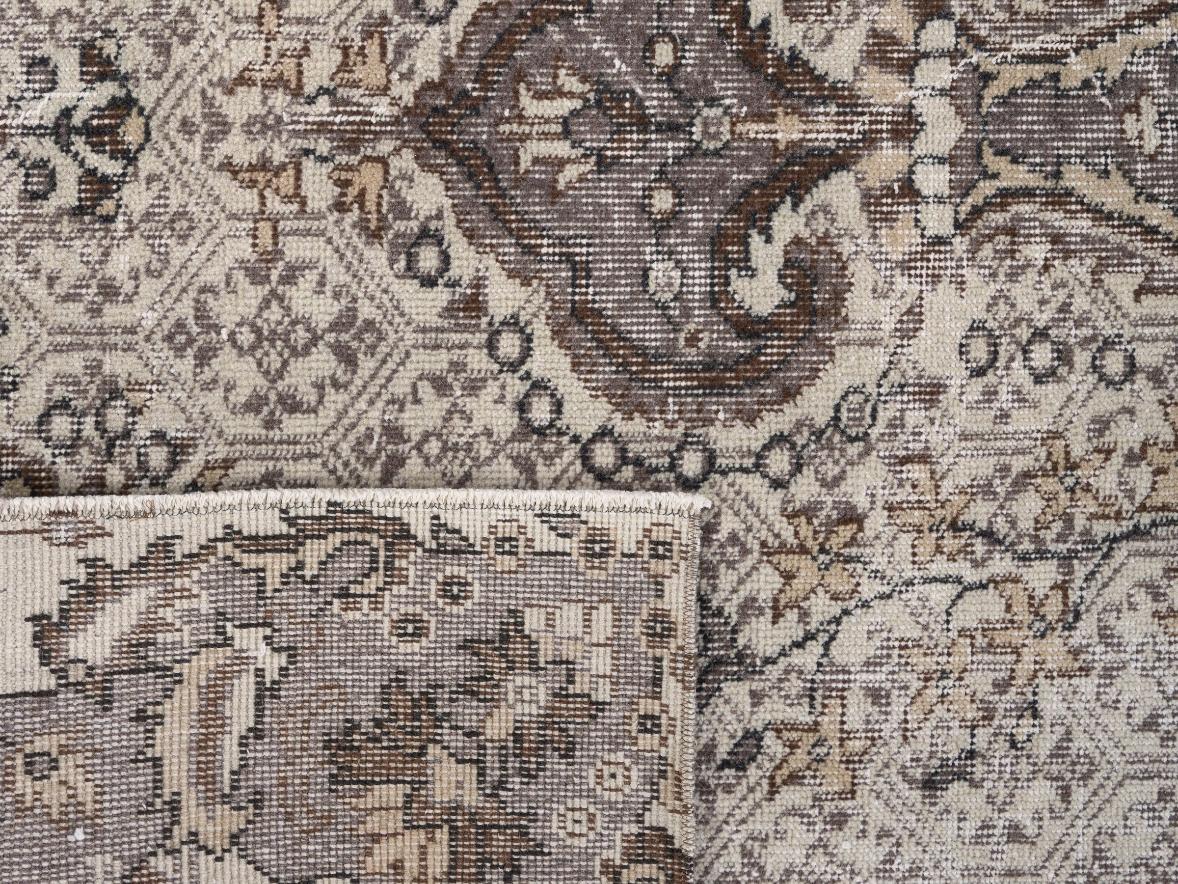 Turkish Isparta area rug in cream and smoke, view 10 of 10
