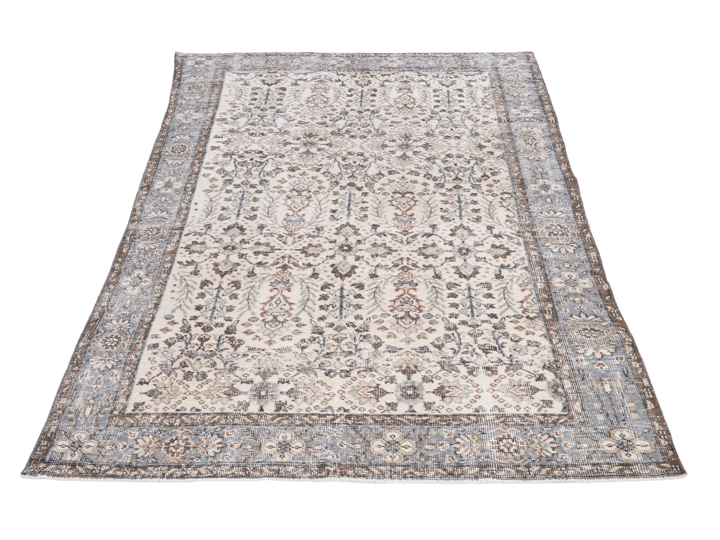 Turkish Isparta area rug in ivory and stone, view 2 of 10