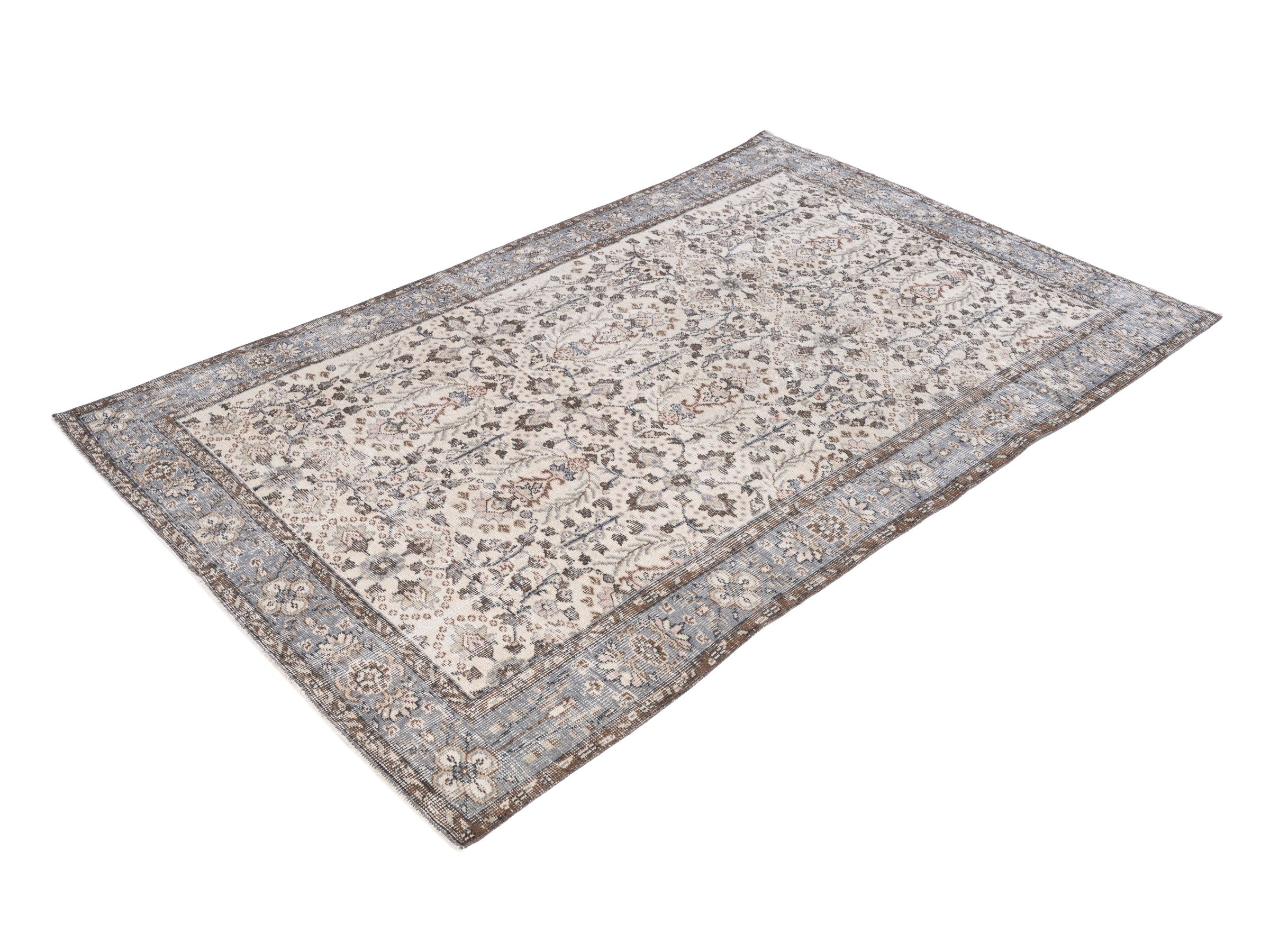 Turkish Isparta area rug in ivory and stone, view 3 of 10