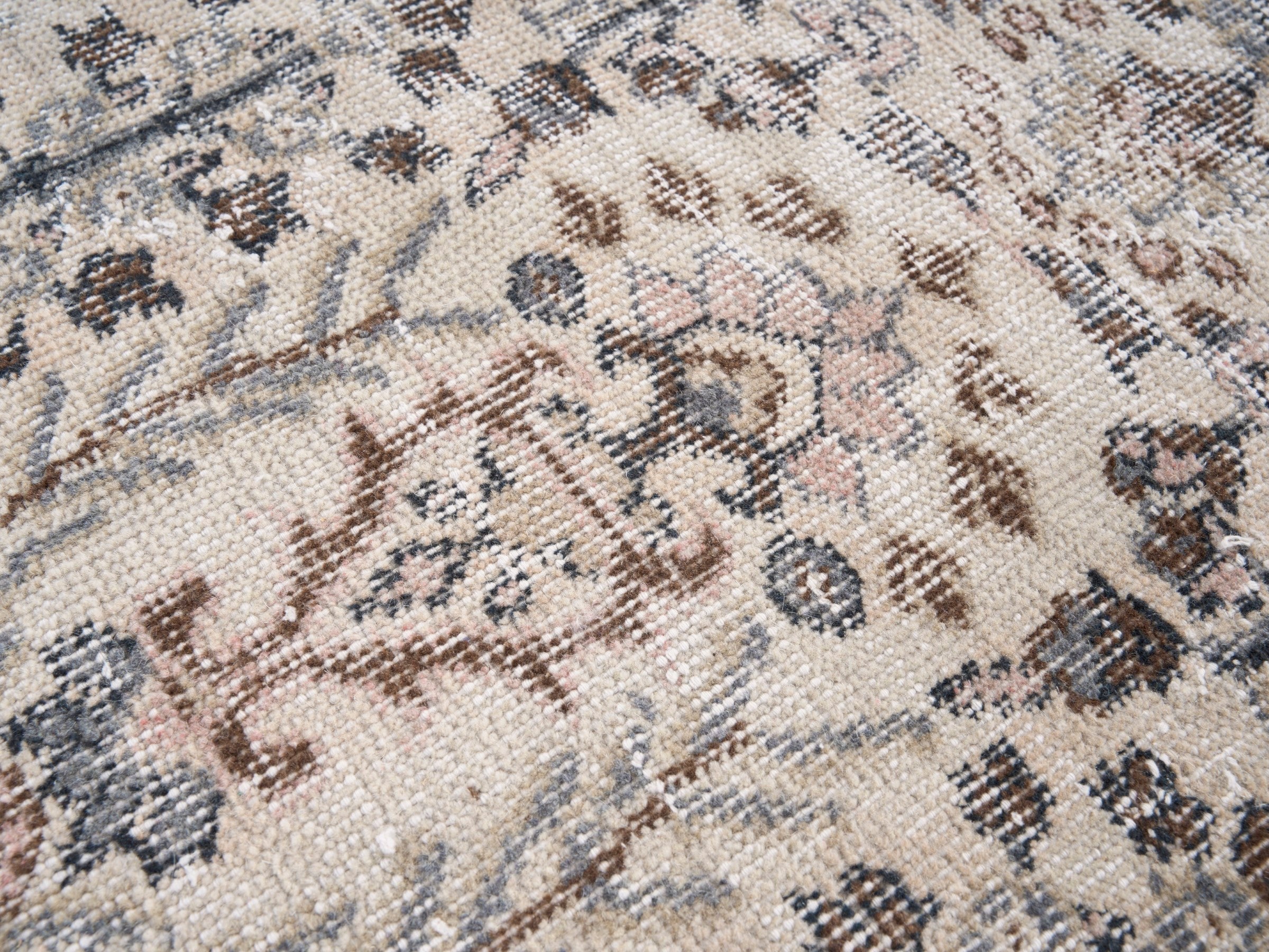 Turkish Isparta area rug in ivory and stone, view 7 of 10