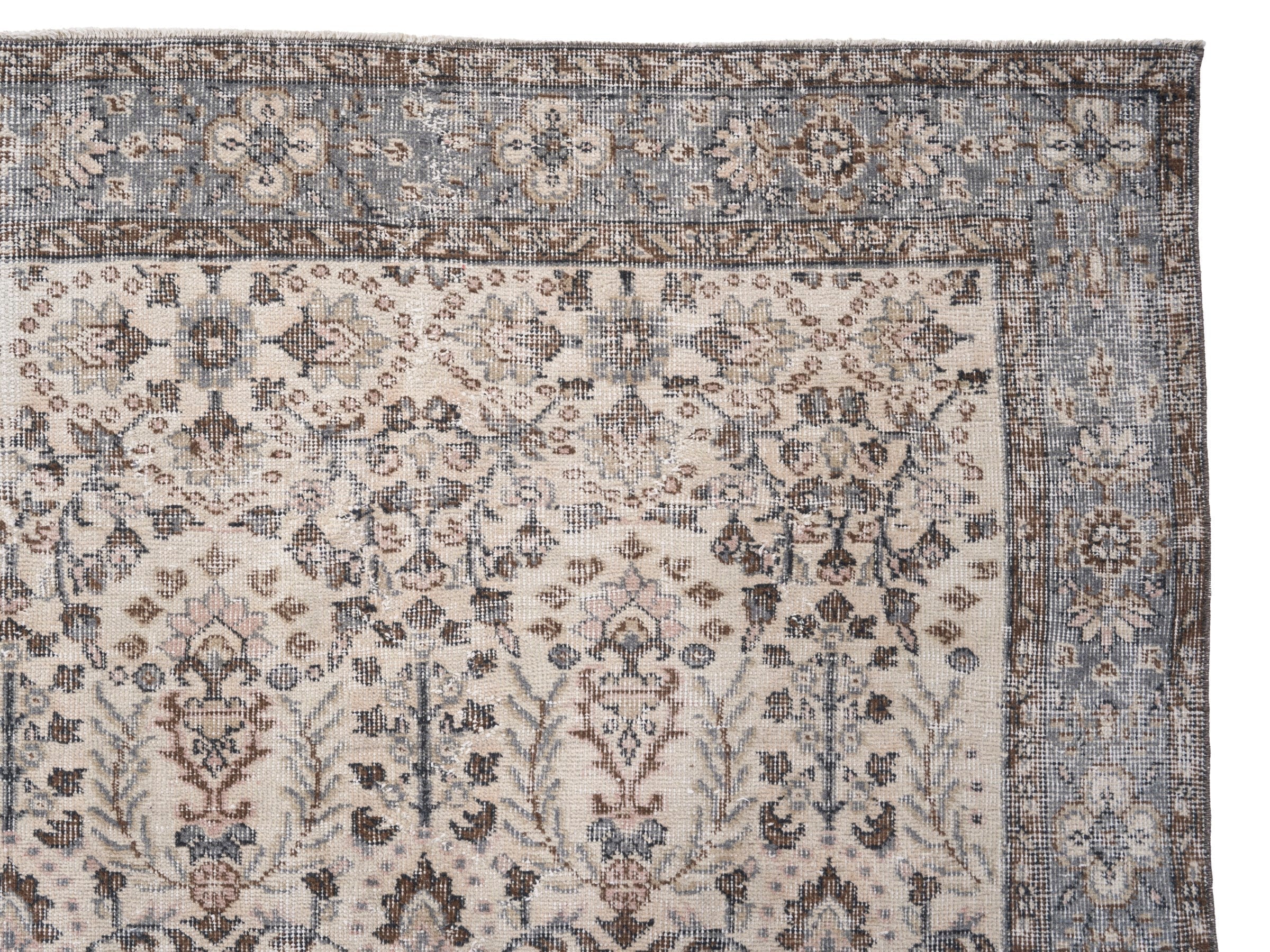 Turkish Isparta area rug in ivory and stone, view 8 of 10