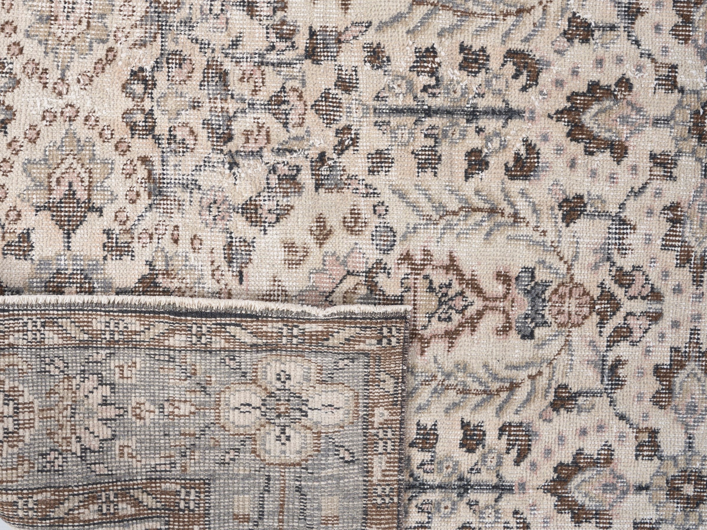 Turkish Isparta area rug in ivory and stone, view 10 of 10