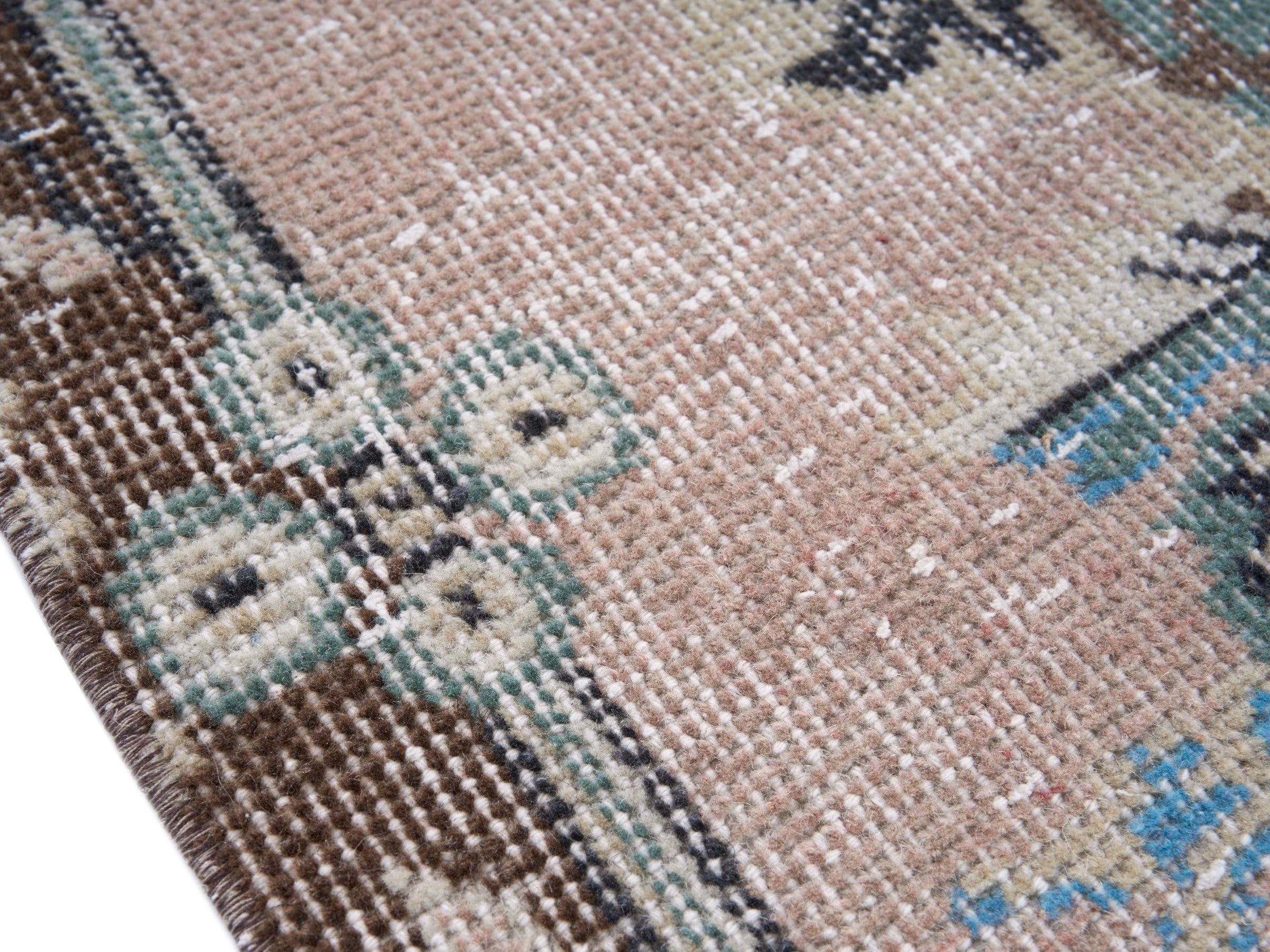 Turkish Isparta area rug in cream and muted pink, view 6 of 10