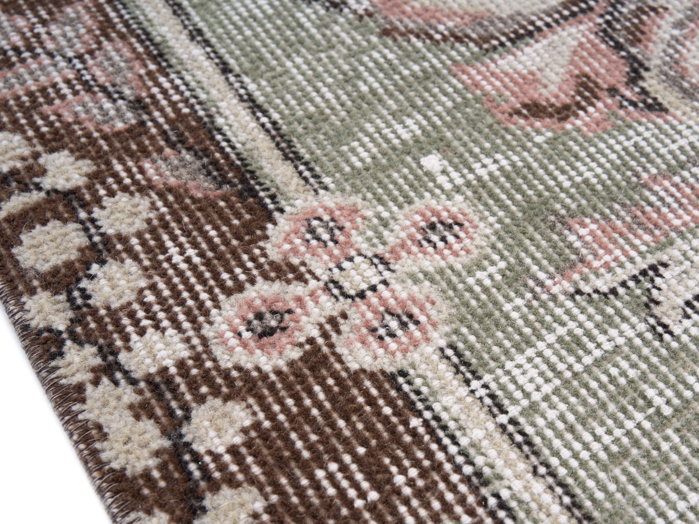 Turkish Isparta area rug in muted pink and cream, view 6 of 10