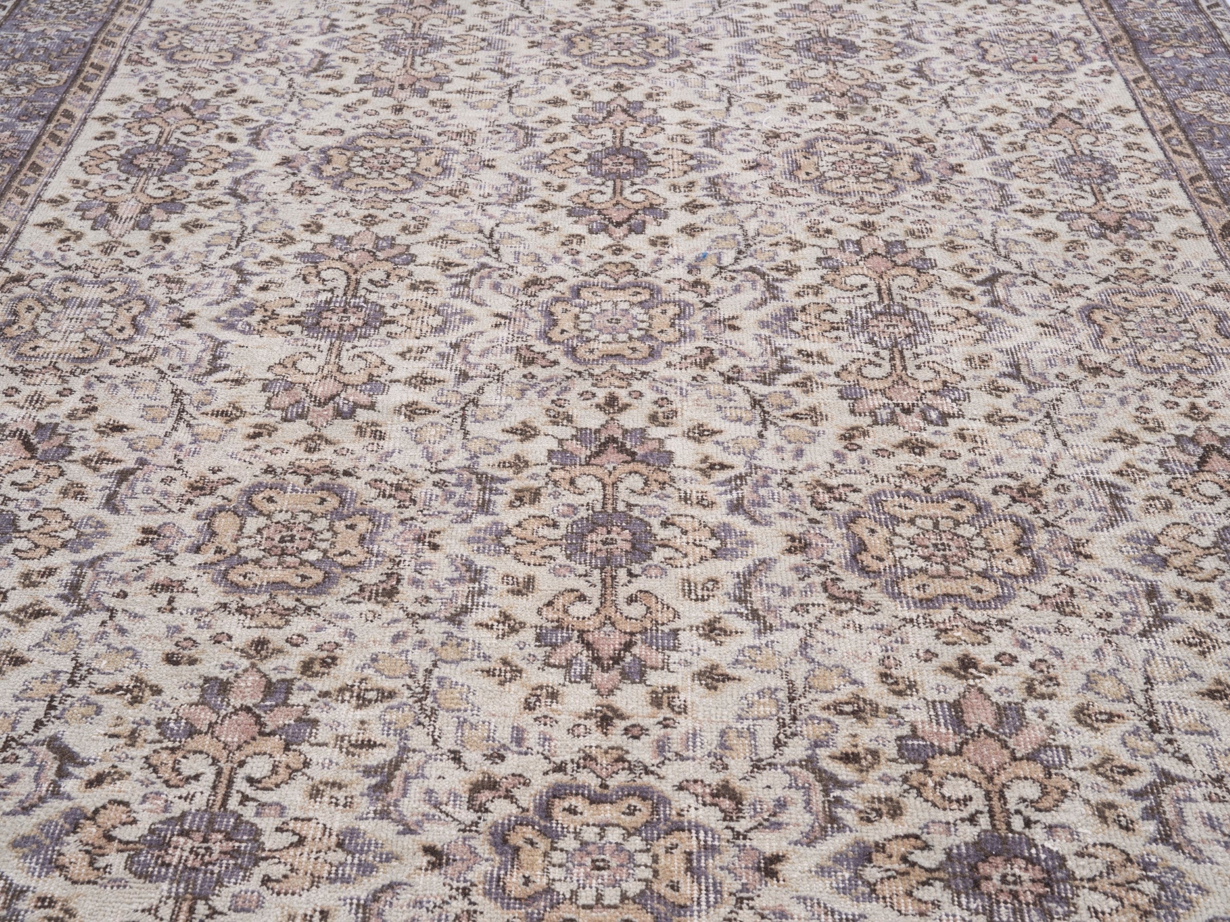 Turkish Isparta area rug in cream and greige, view 4 of 10