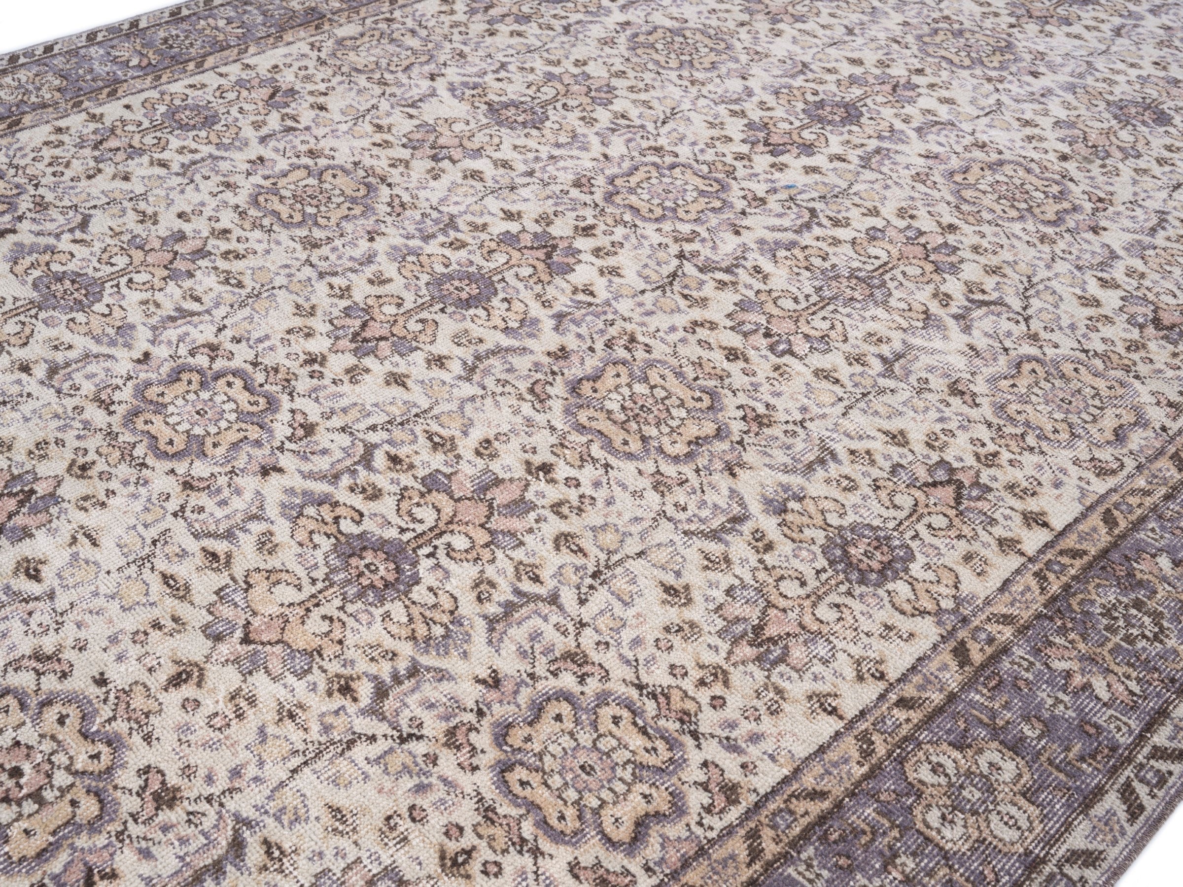 Turkish Isparta area rug in cream and greige, view 5 of 10
