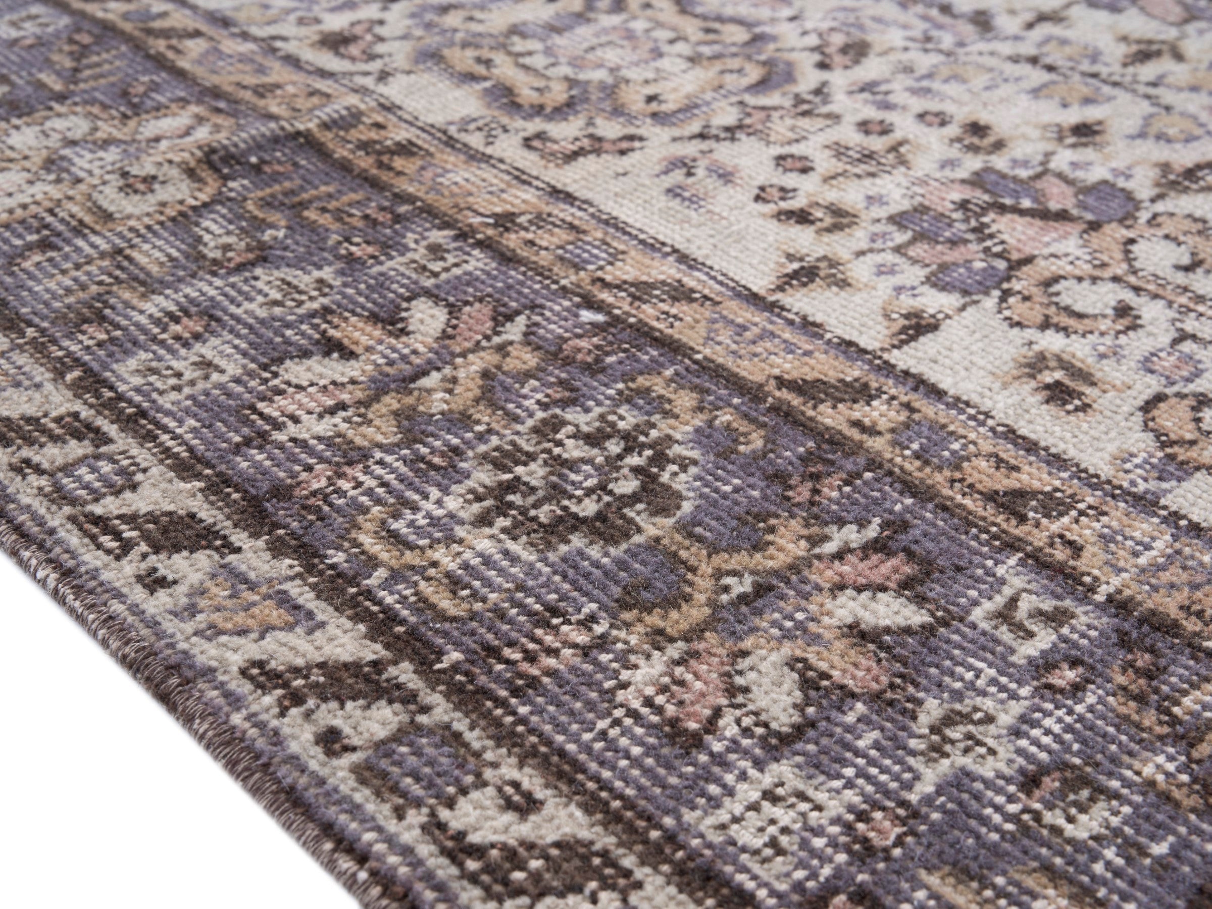 Turkish Isparta area rug in cream and greige, view 6 of 10