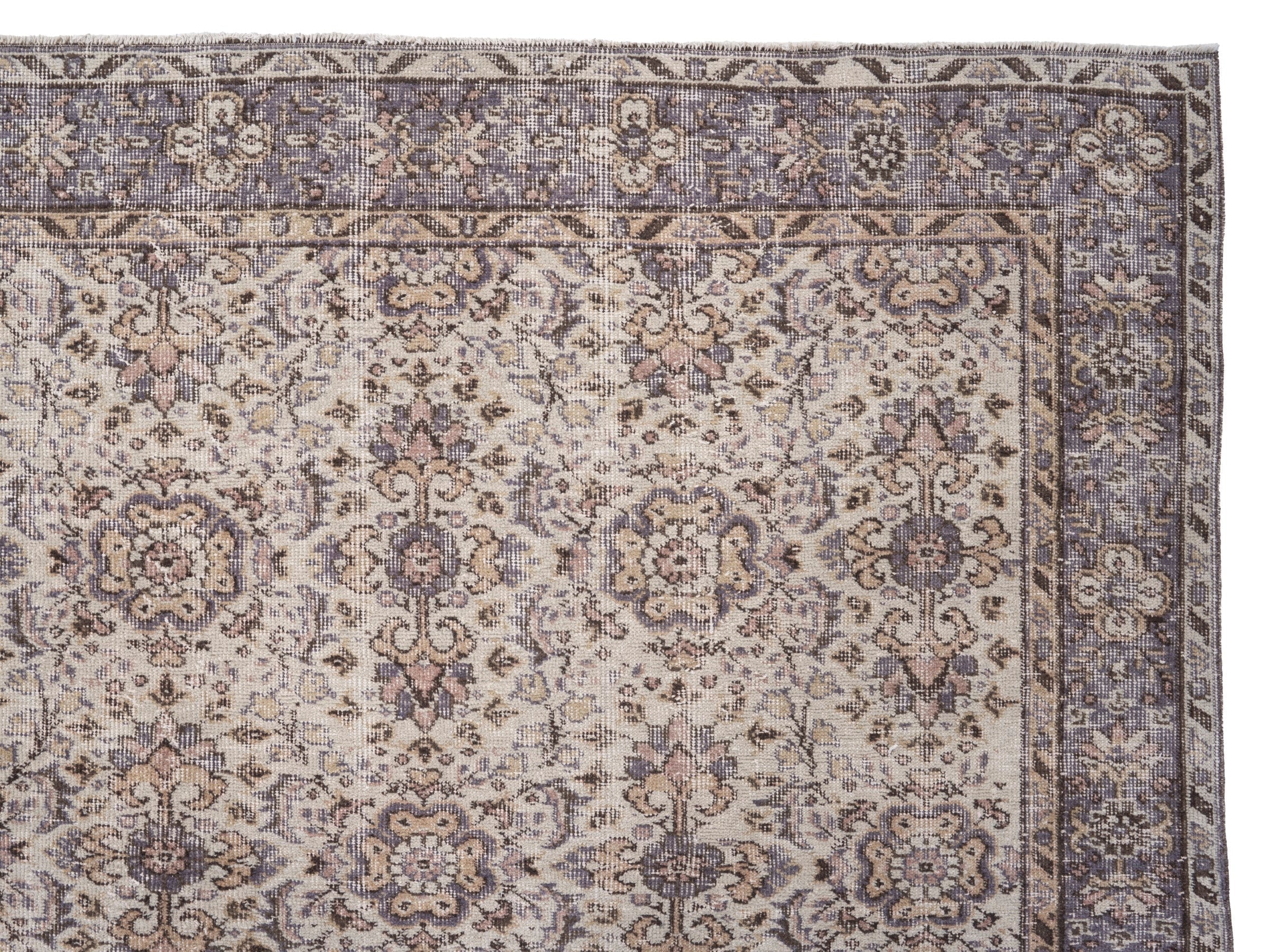 Turkish Isparta area rug in cream and greige, view 8 of 10