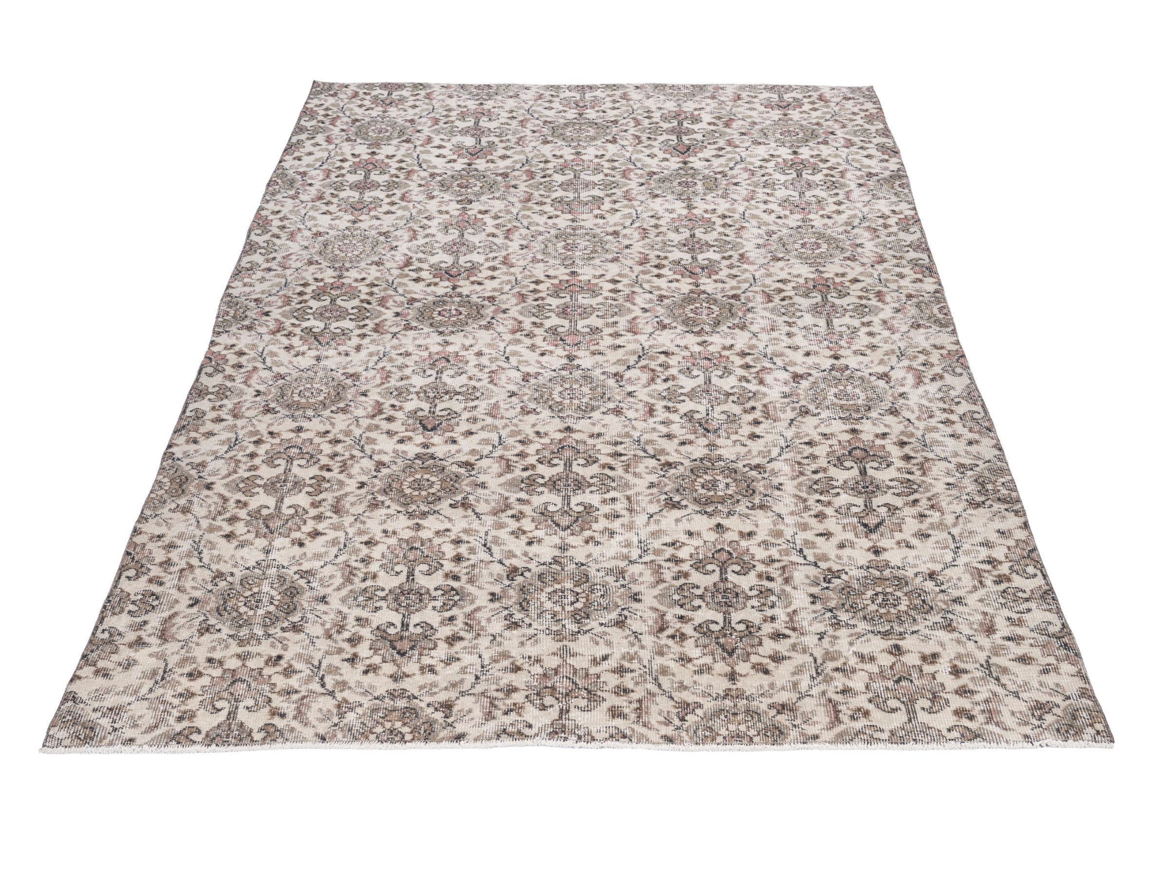 Turkish Isparta area rug in ivory and greige, view 2 of 10