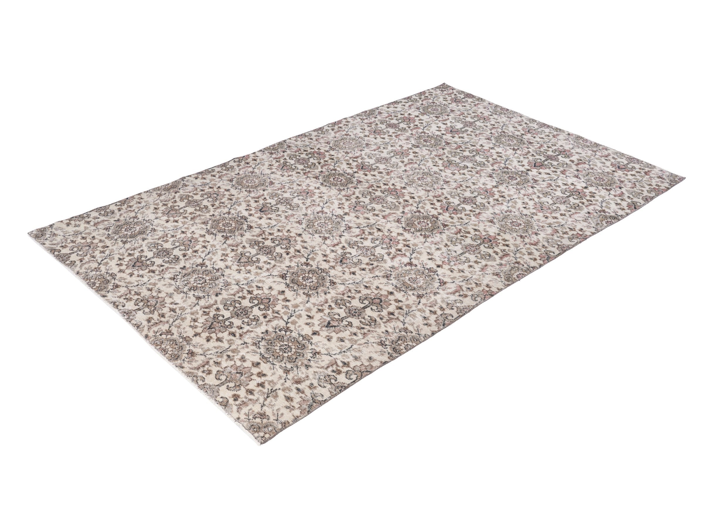 Turkish Isparta area rug in ivory and greige, view 3 of 10