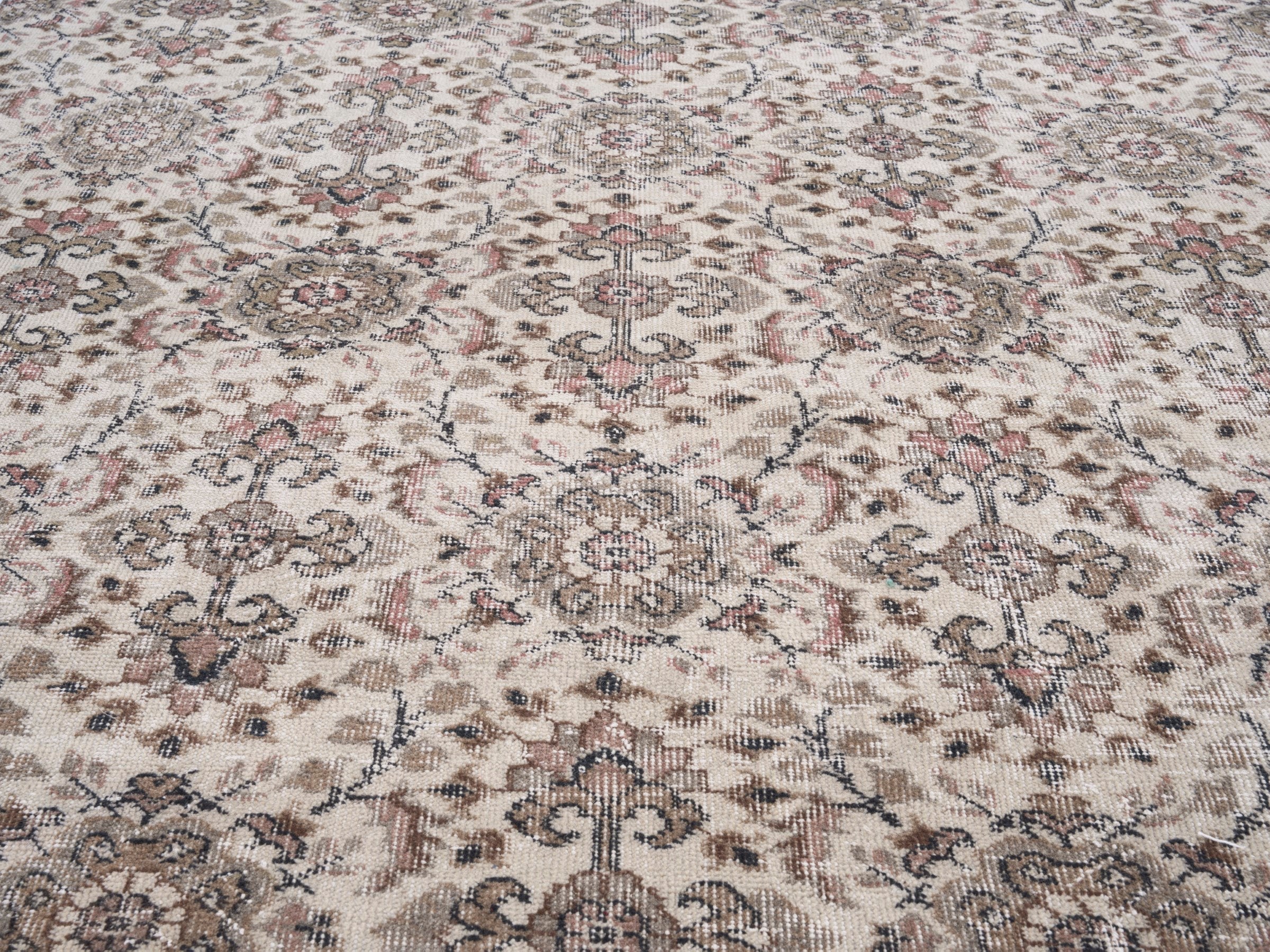 Turkish Isparta area rug in ivory and greige, view 4 of 10