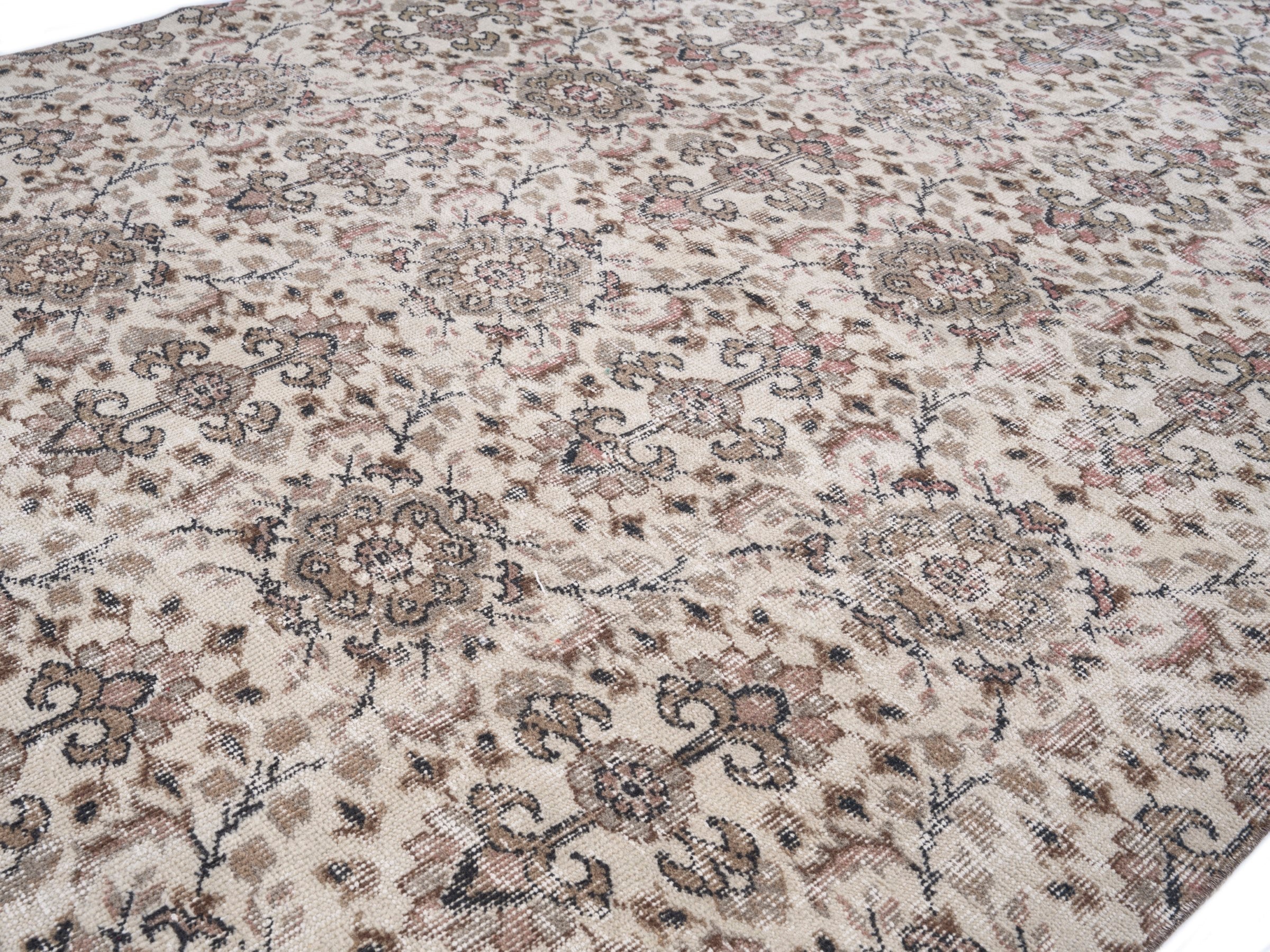 Turkish Isparta area rug in ivory and greige, view 5 of 10