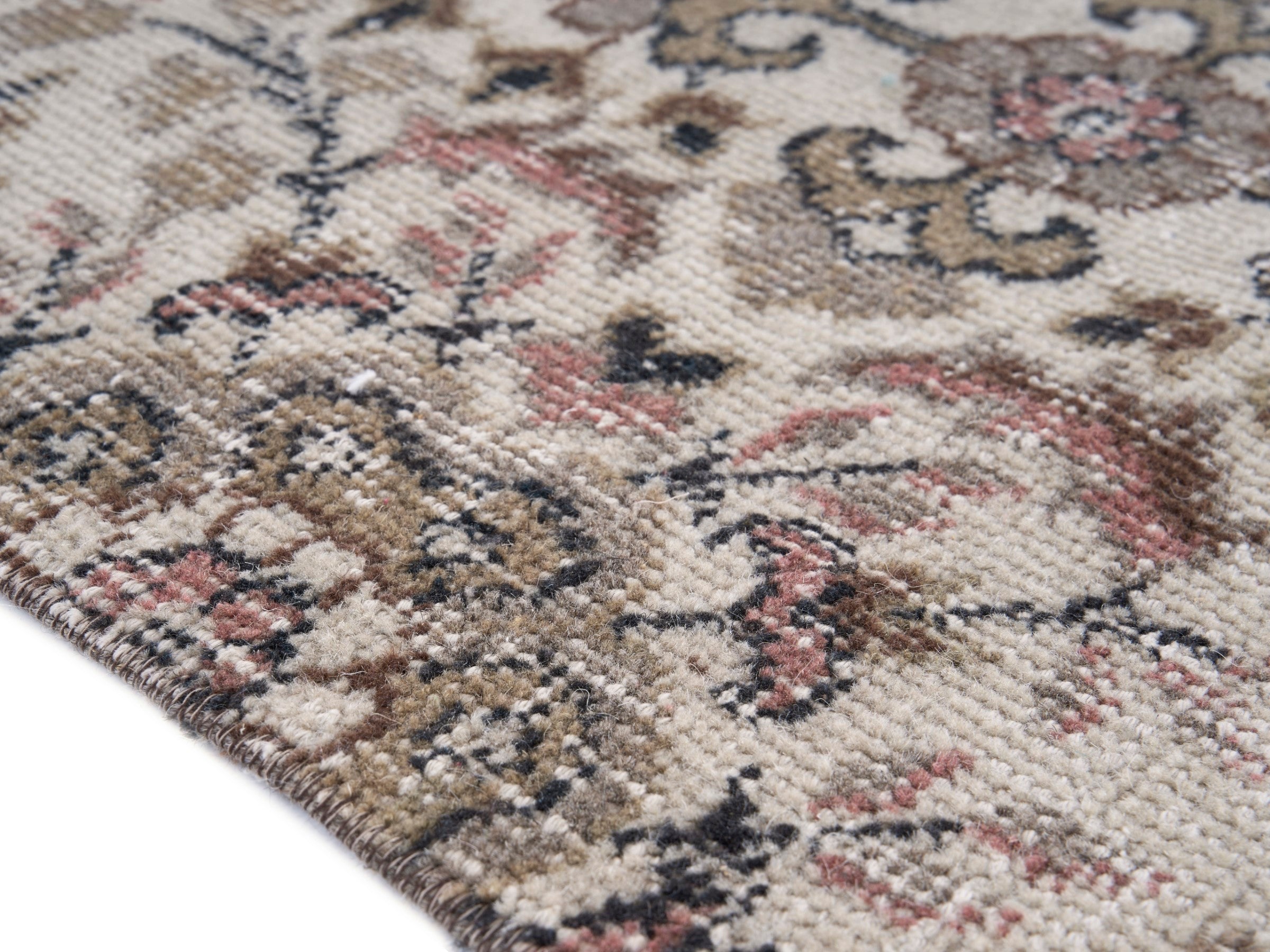 Turkish Isparta area rug in ivory and greige, view 6 of 10