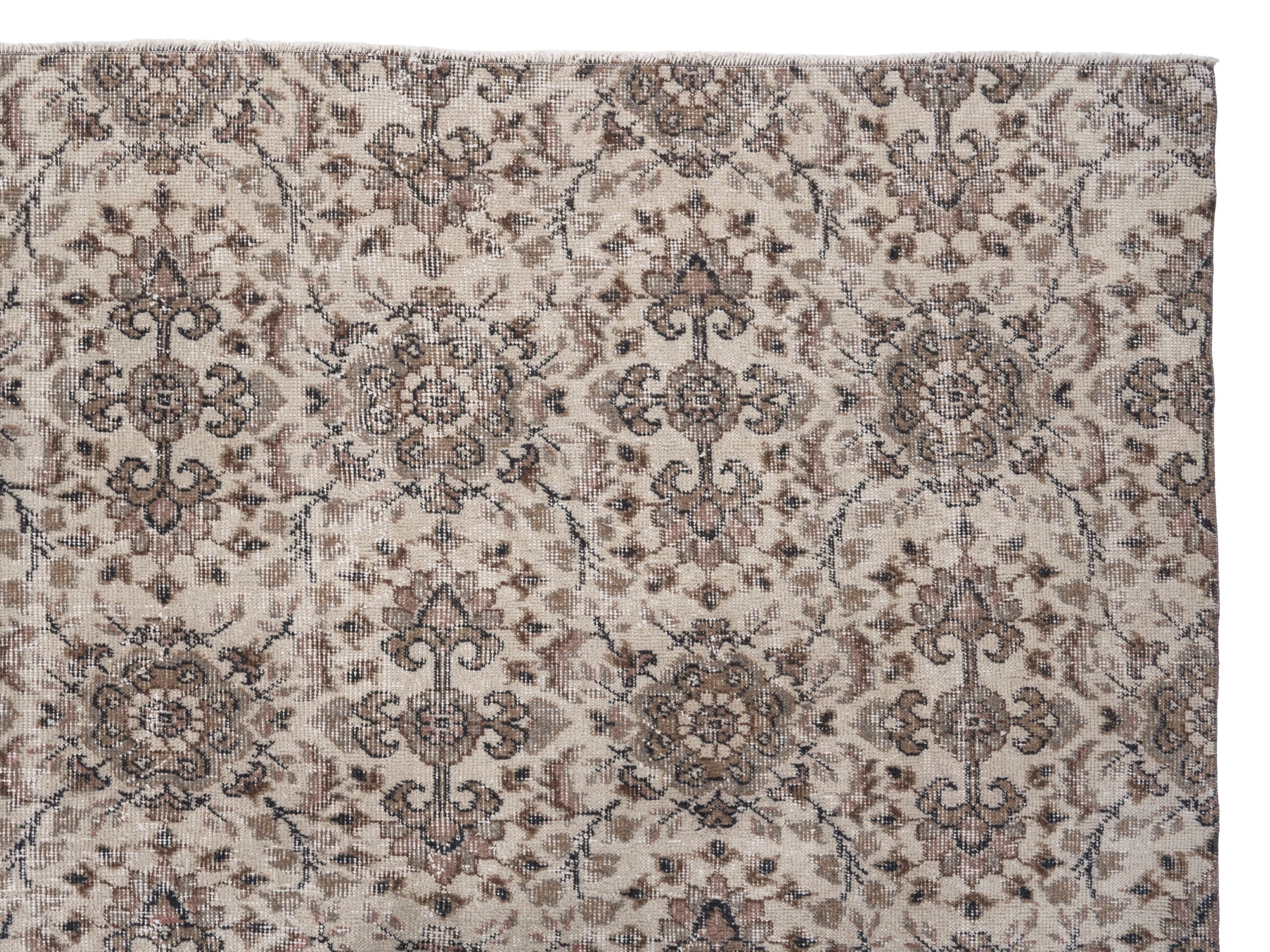 Turkish Isparta area rug in ivory and greige, view 8 of 10