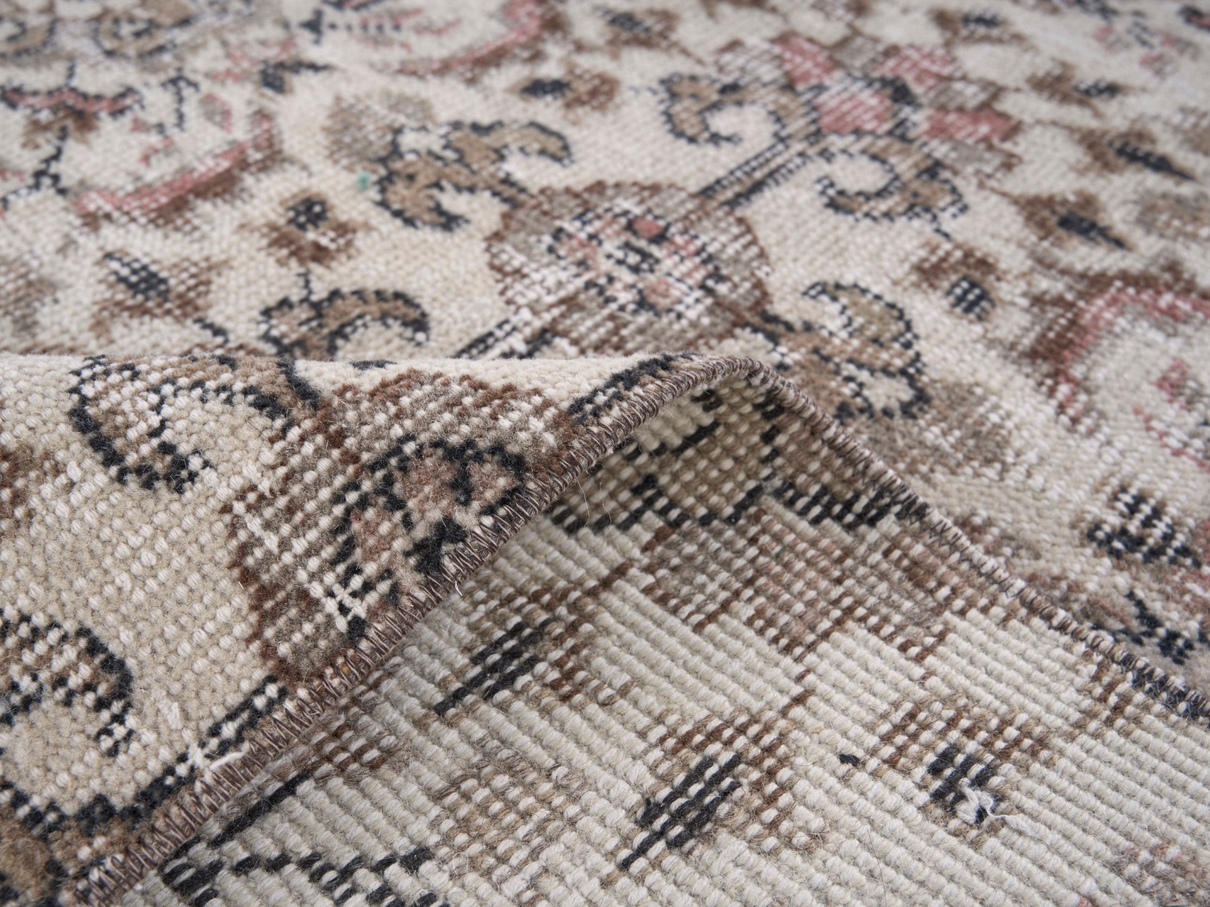 Turkish Isparta area rug in ivory and greige, view 9 of 10
