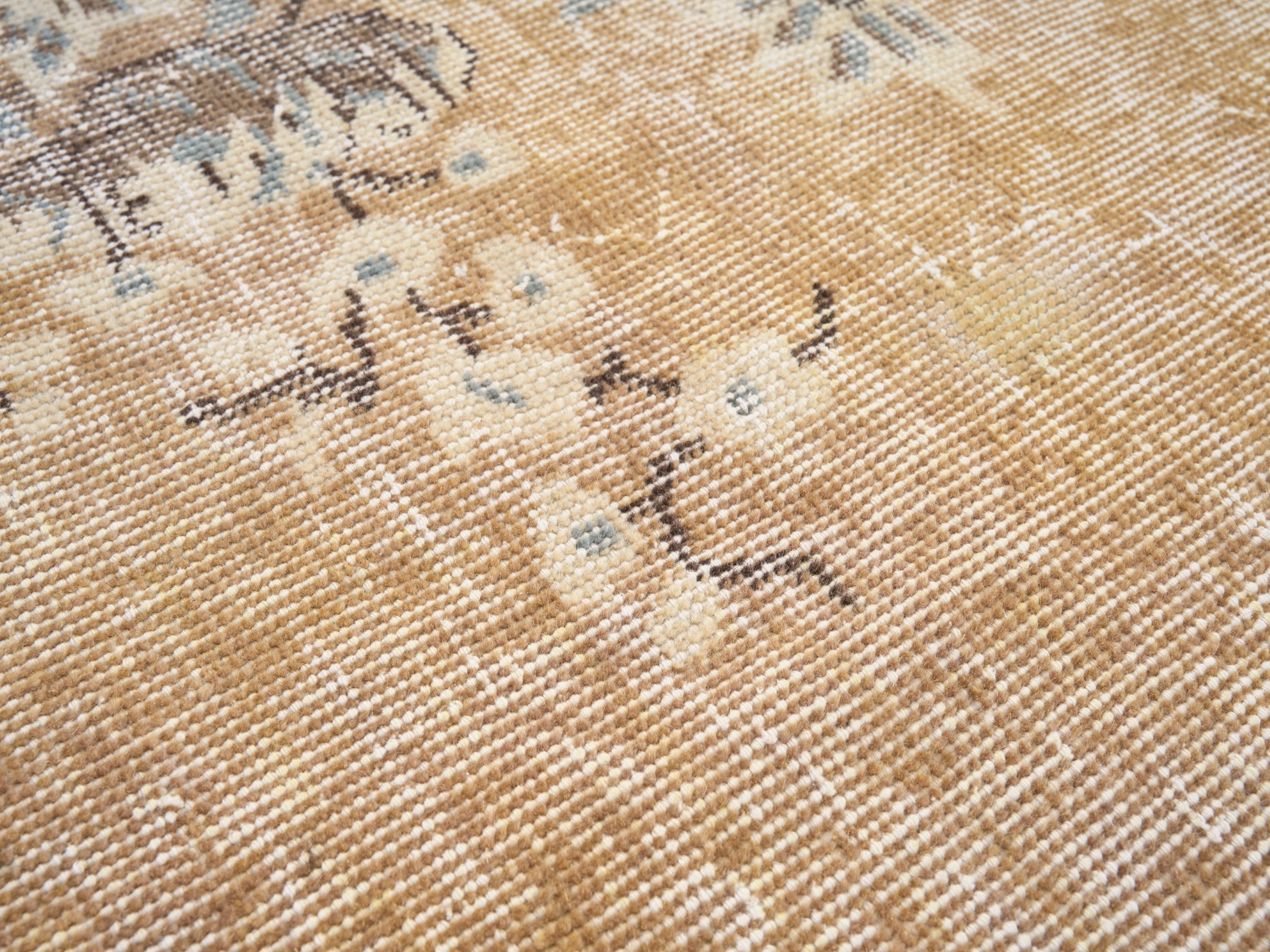 Turkish Isparta area rug in tan and sage, view 7 of 10