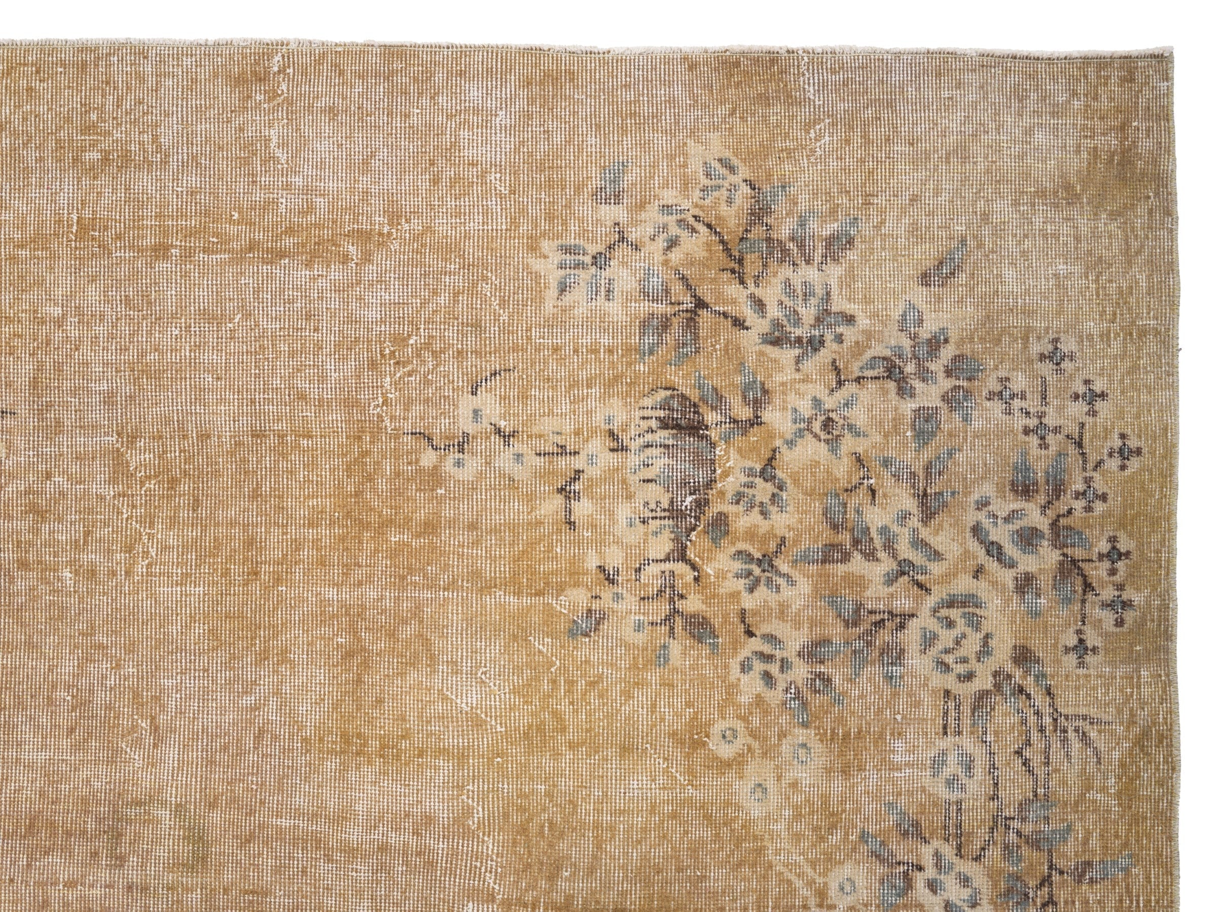 Turkish Isparta area rug in tan and sage, view 8 of 10
