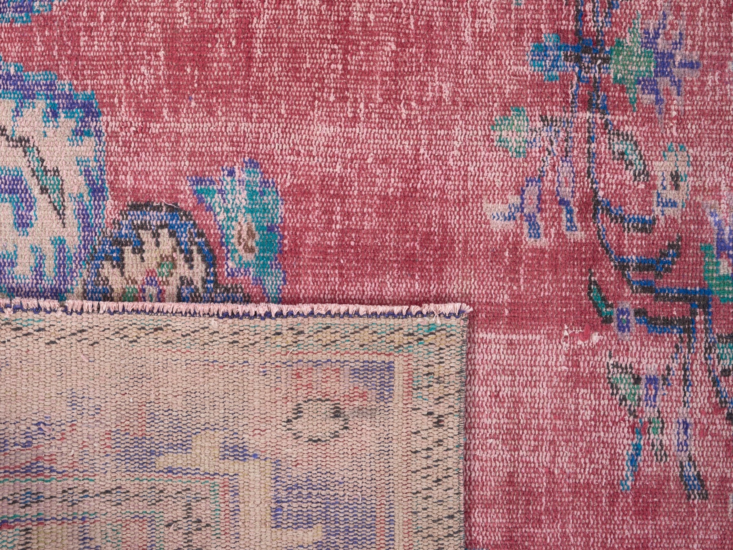 Turkish Manisa area rug in faded red and plum, view 10 of 10