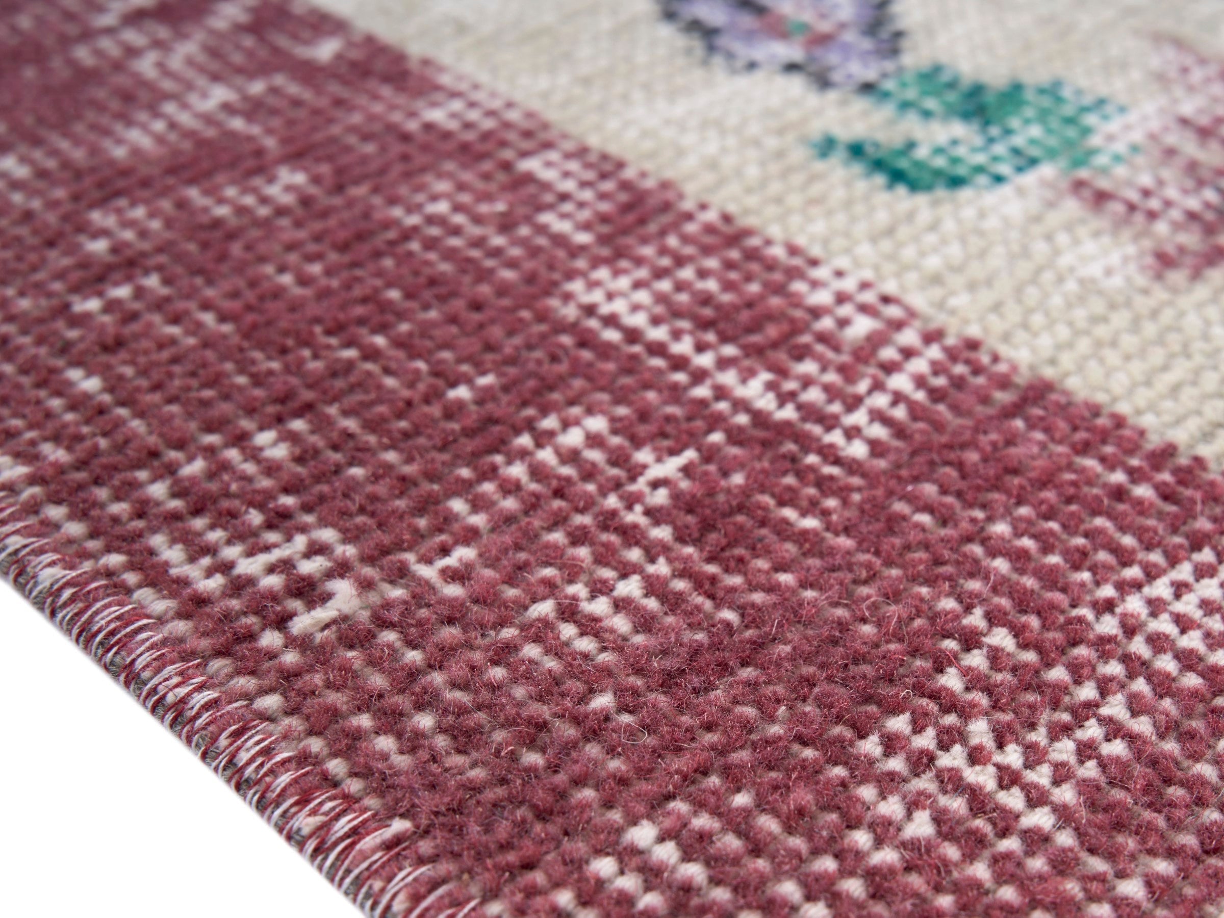 Turkish Isparta area rug in ivory and dusty rose, view 6 of 10
