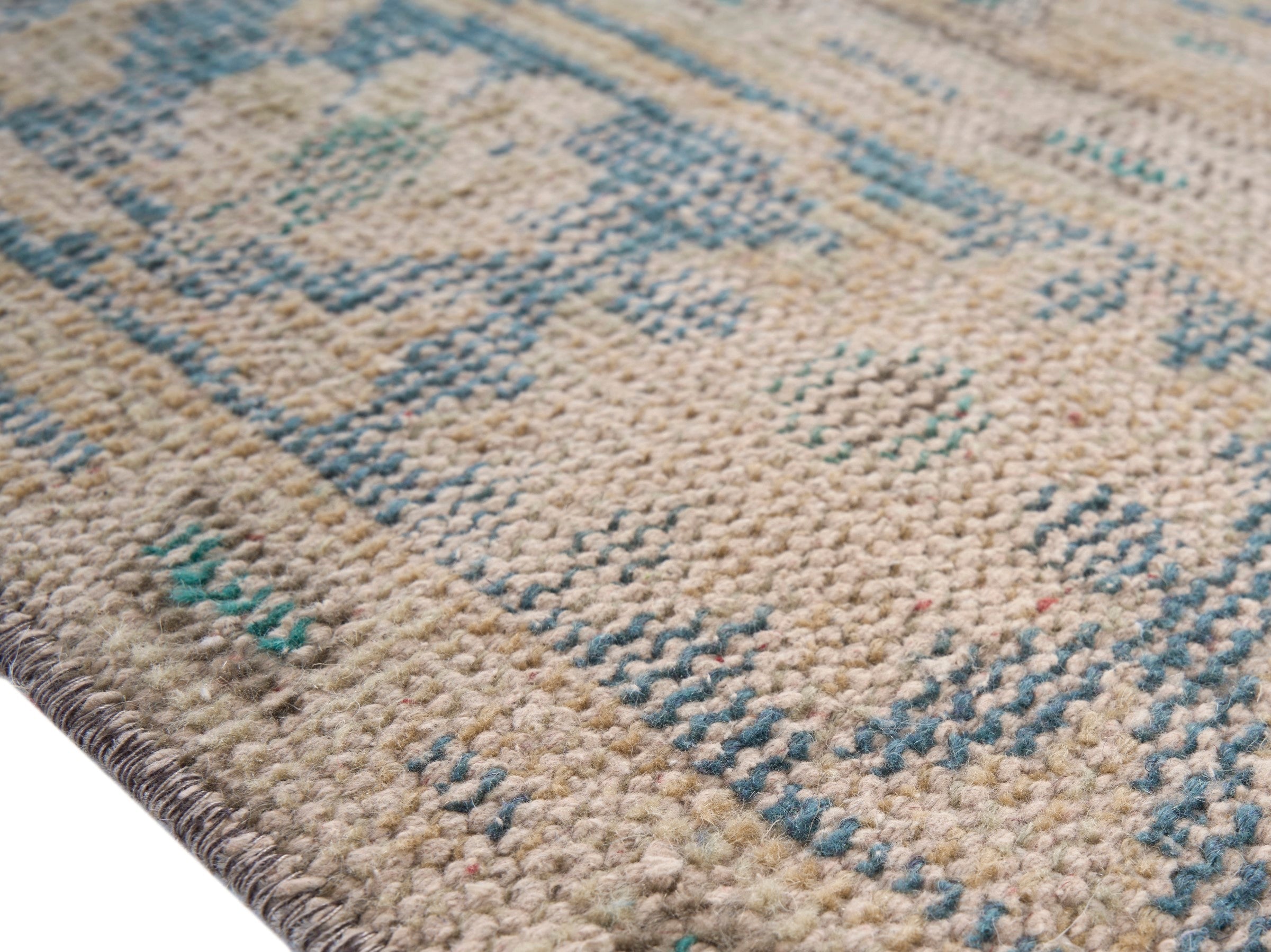 Turkish Manisa area rug in beige and blue gray, view 6 of 10