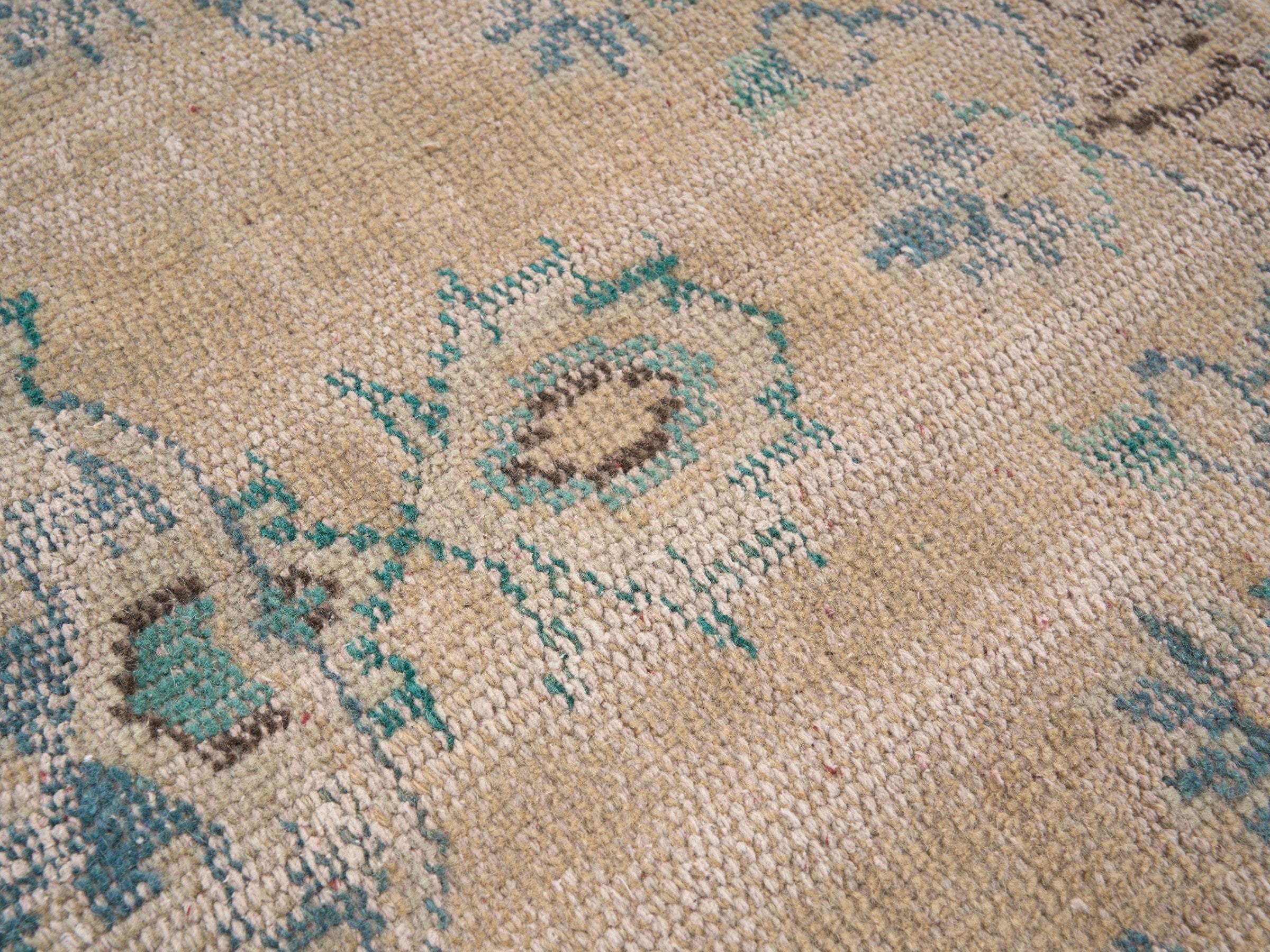 Turkish Manisa area rug in beige and blue gray, view 7 of 10