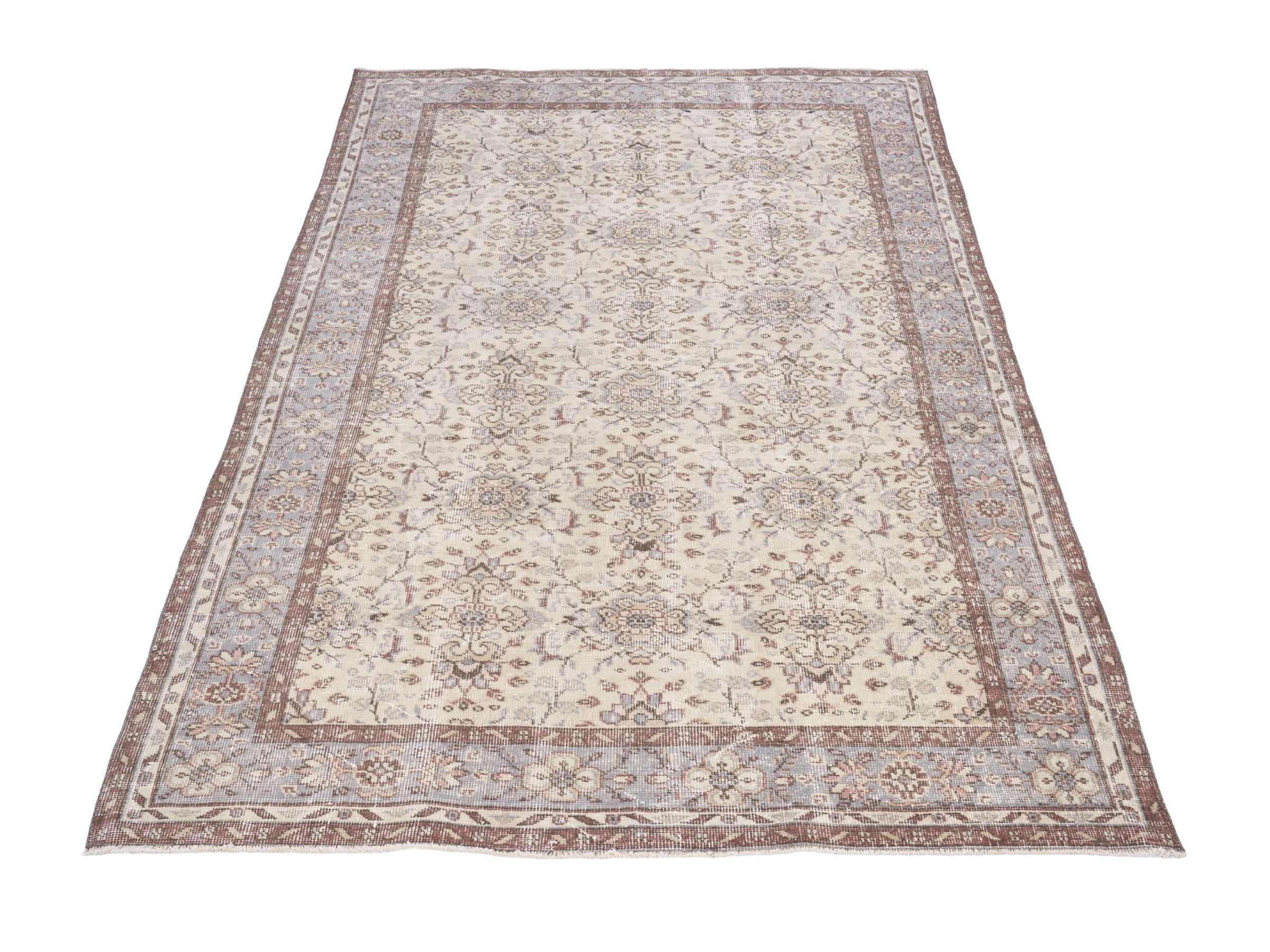 Turkish Isparta area rug in cream and taupe, view 2 of 10