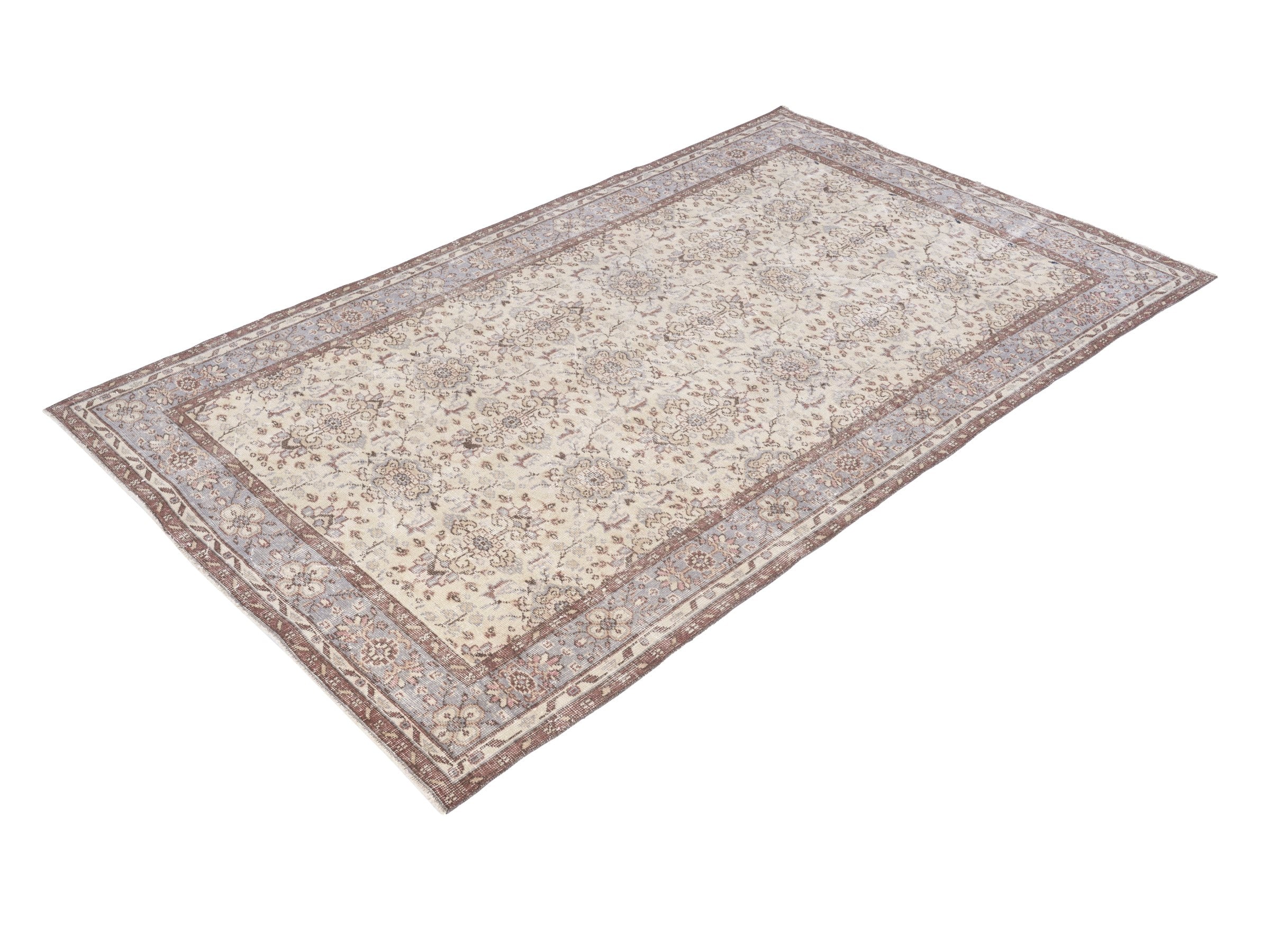 Turkish Isparta area rug in cream and taupe, view 3 of 10