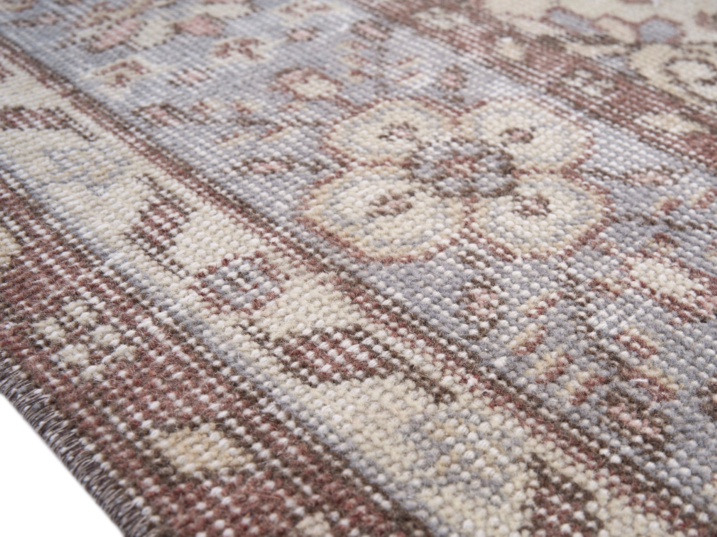 Turkish Isparta area rug in cream and taupe, view 6 of 10
