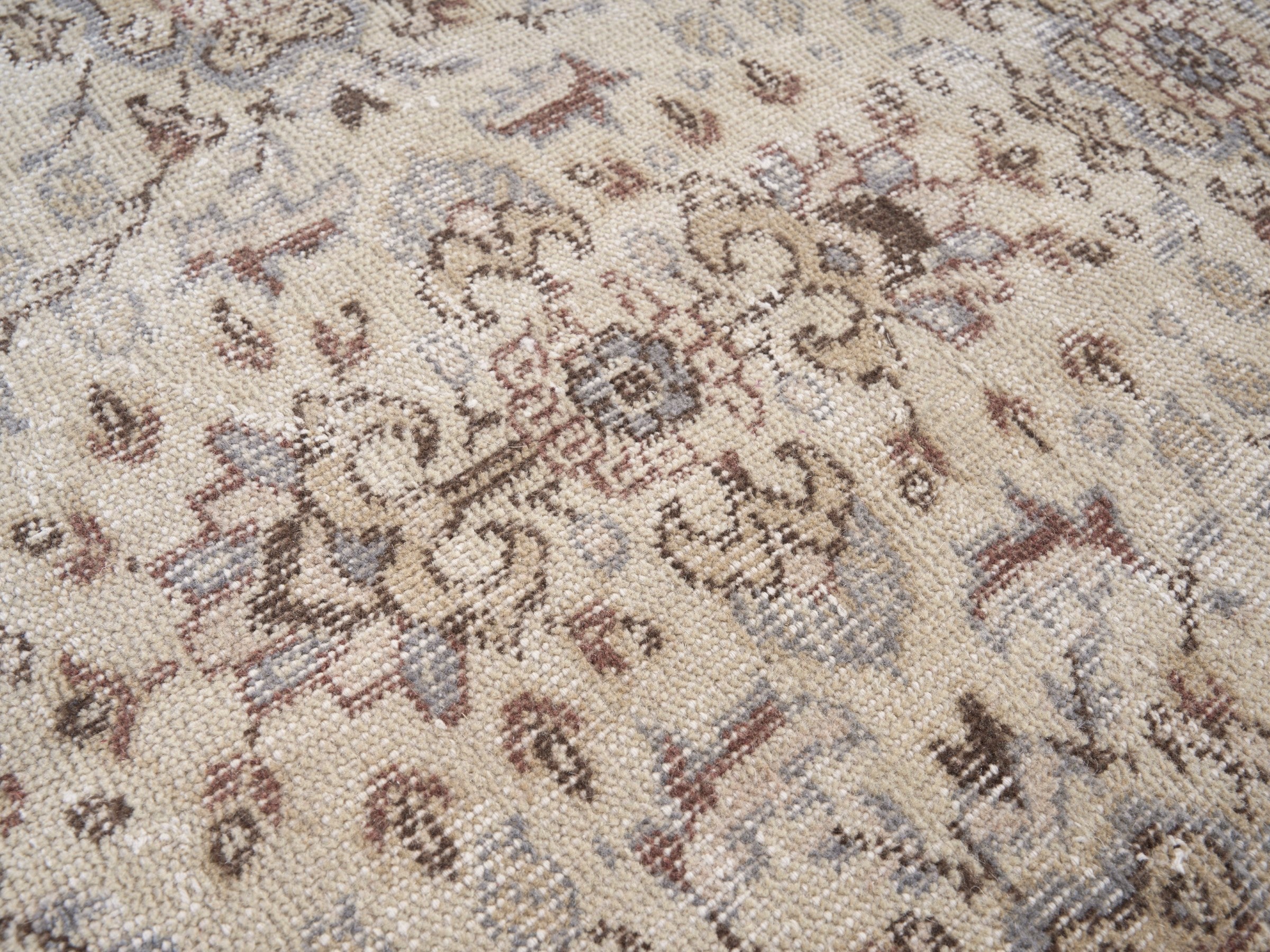 Turkish Isparta area rug in cream and taupe, view 7 of 10