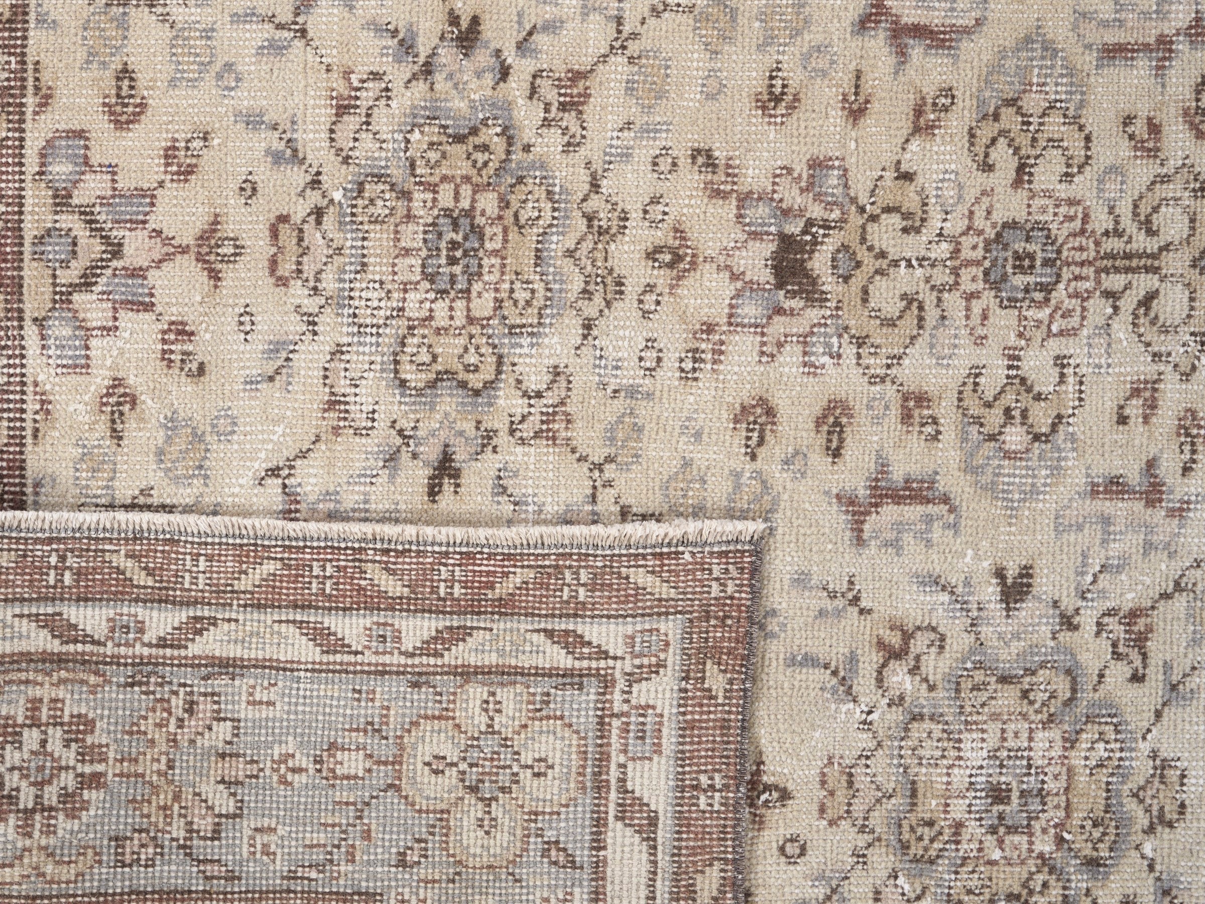 Turkish Isparta area rug in cream and taupe, view 10 of 10