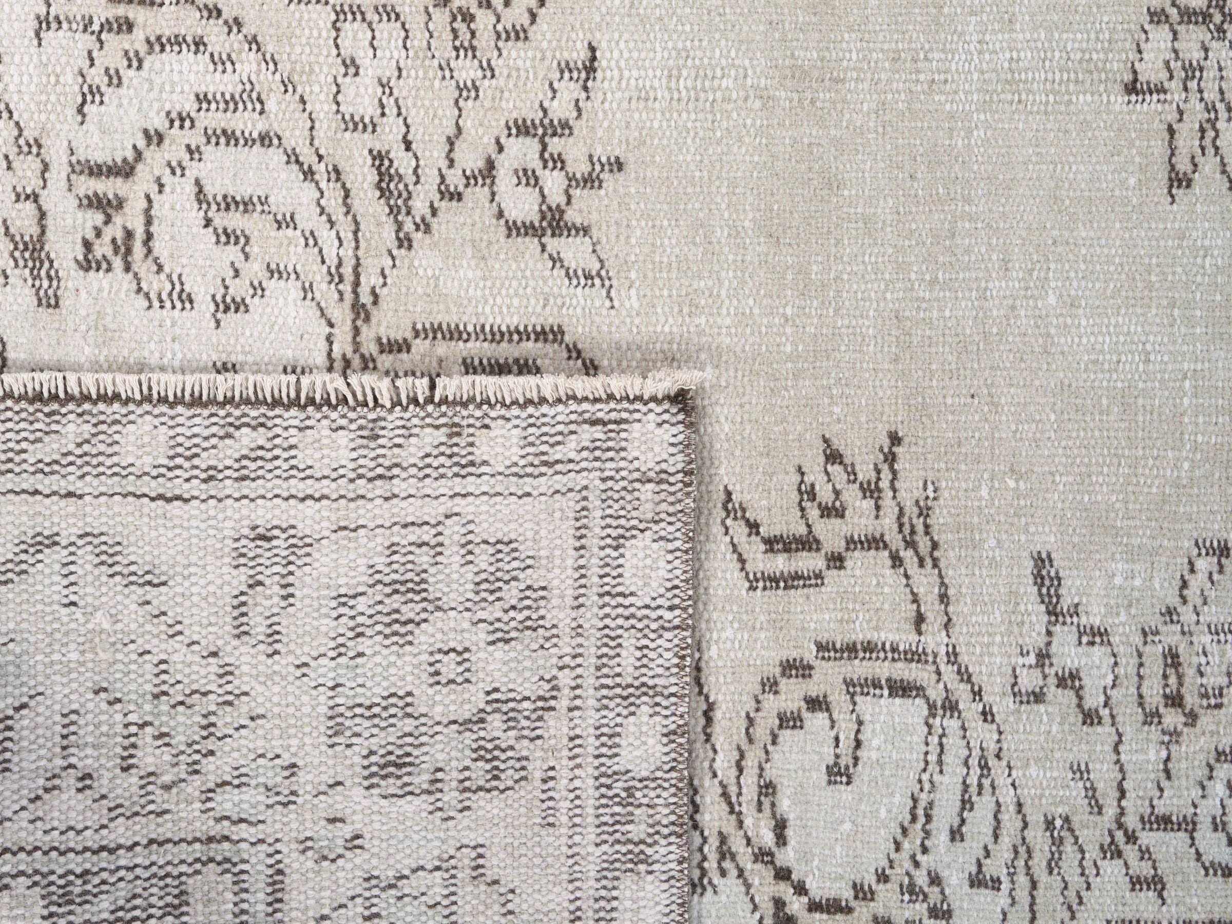 Turkish Manisa area rug in ivory and greige, view 10 of 10
