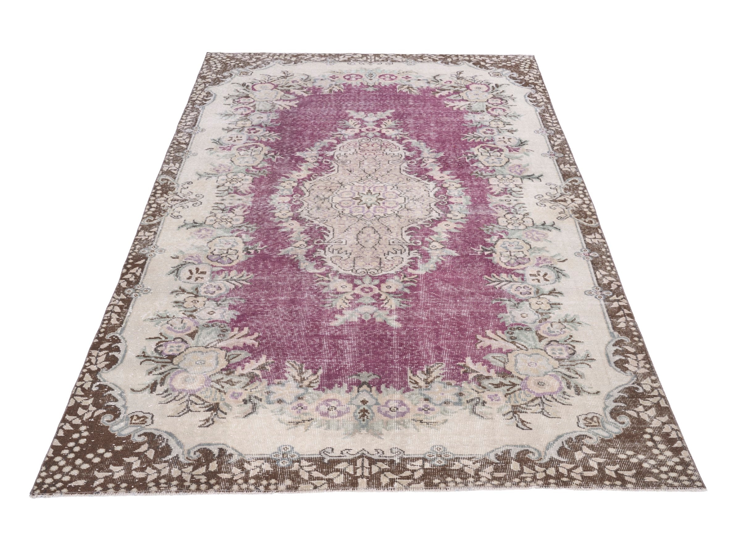 Turkish Isparta area rug in burgundy and ivory, view 2 of 10