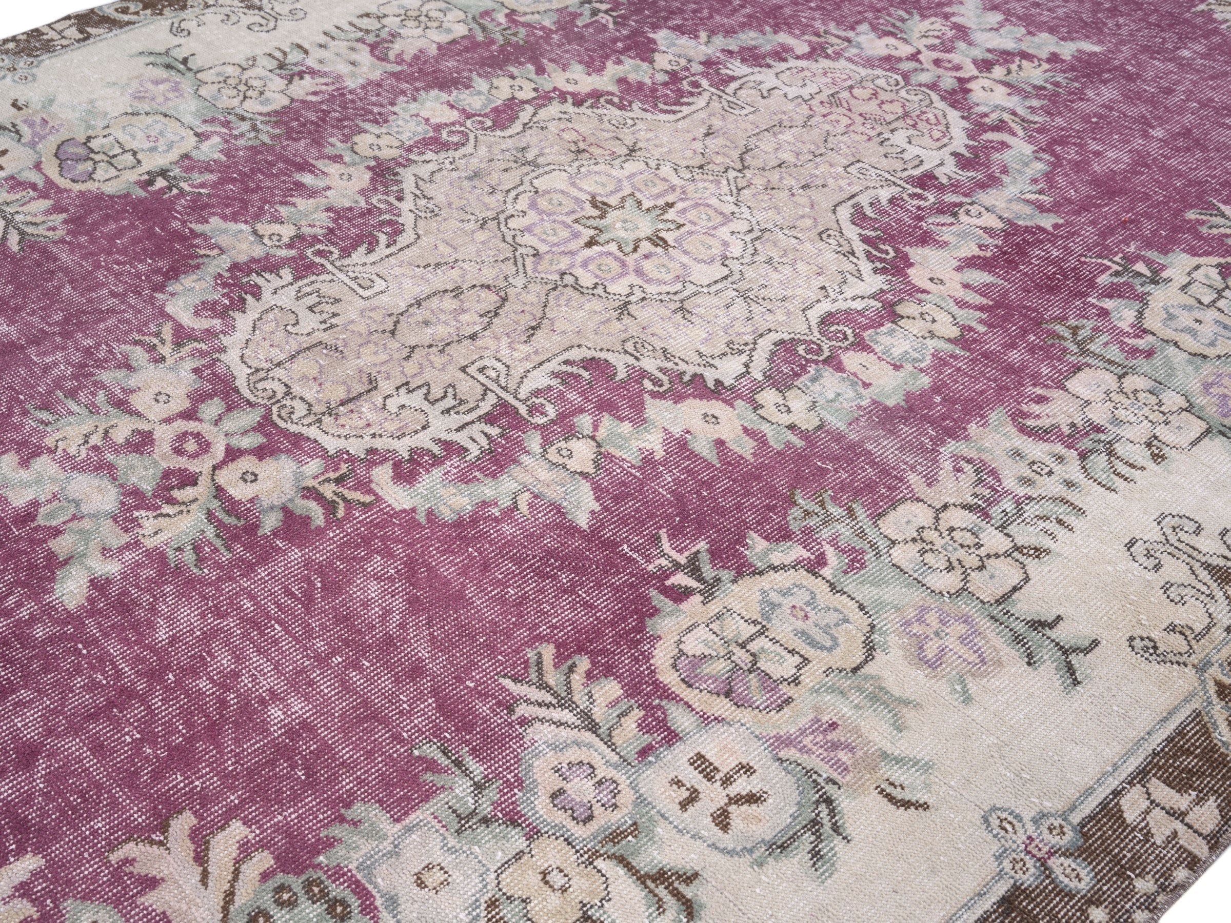 Turkish Isparta area rug in burgundy and ivory, view 5 of 10