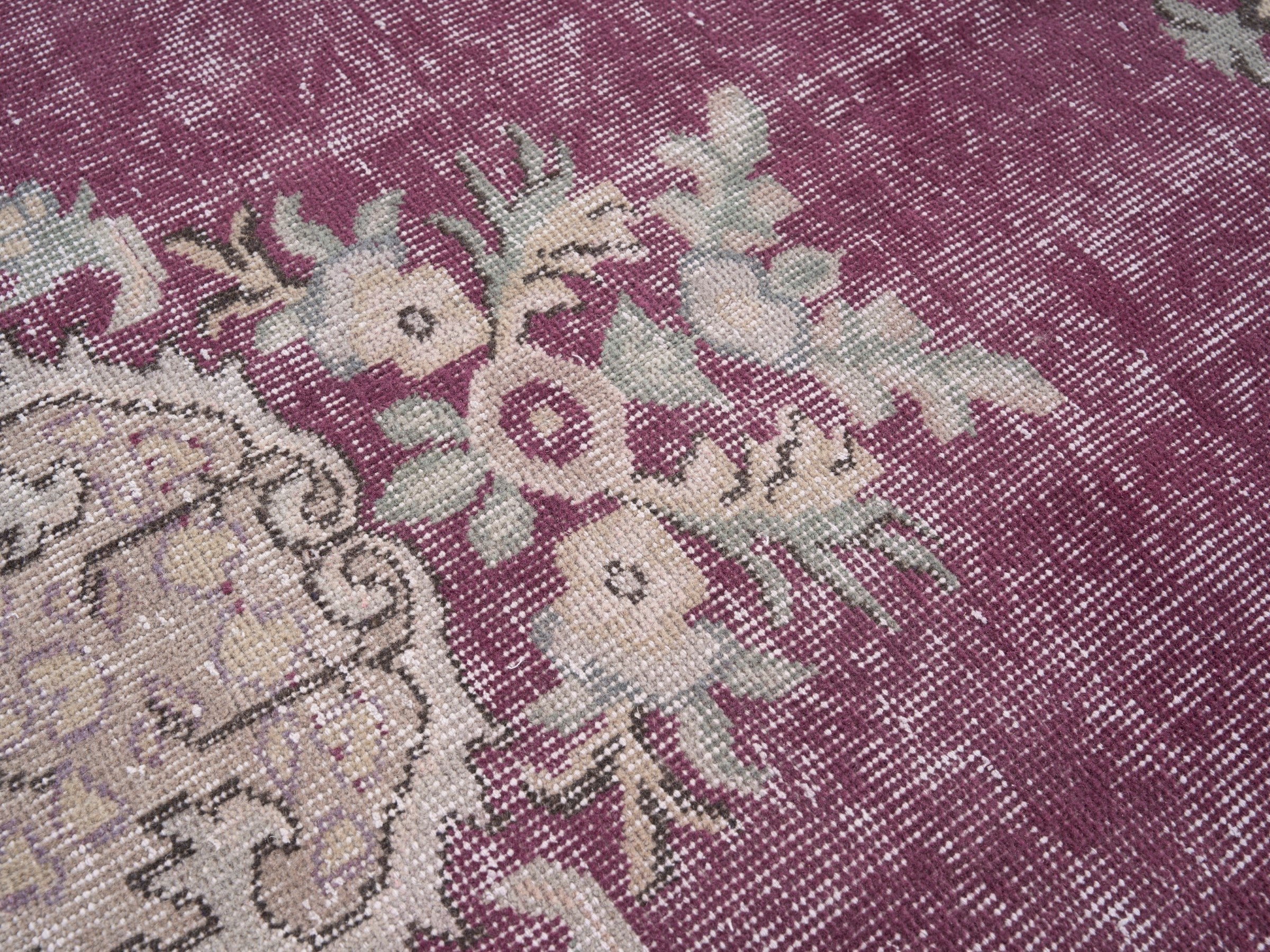 Turkish Isparta area rug in burgundy and ivory, view 7 of 10