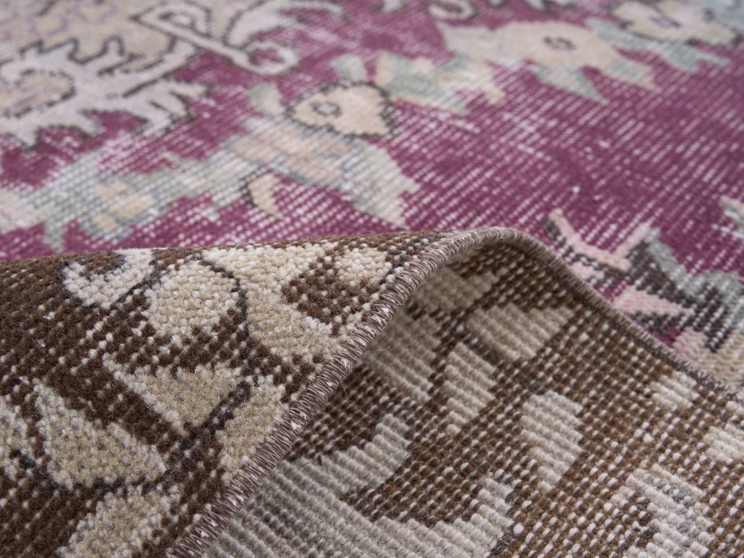 Turkish Isparta area rug in burgundy and ivory, view 9 of 10