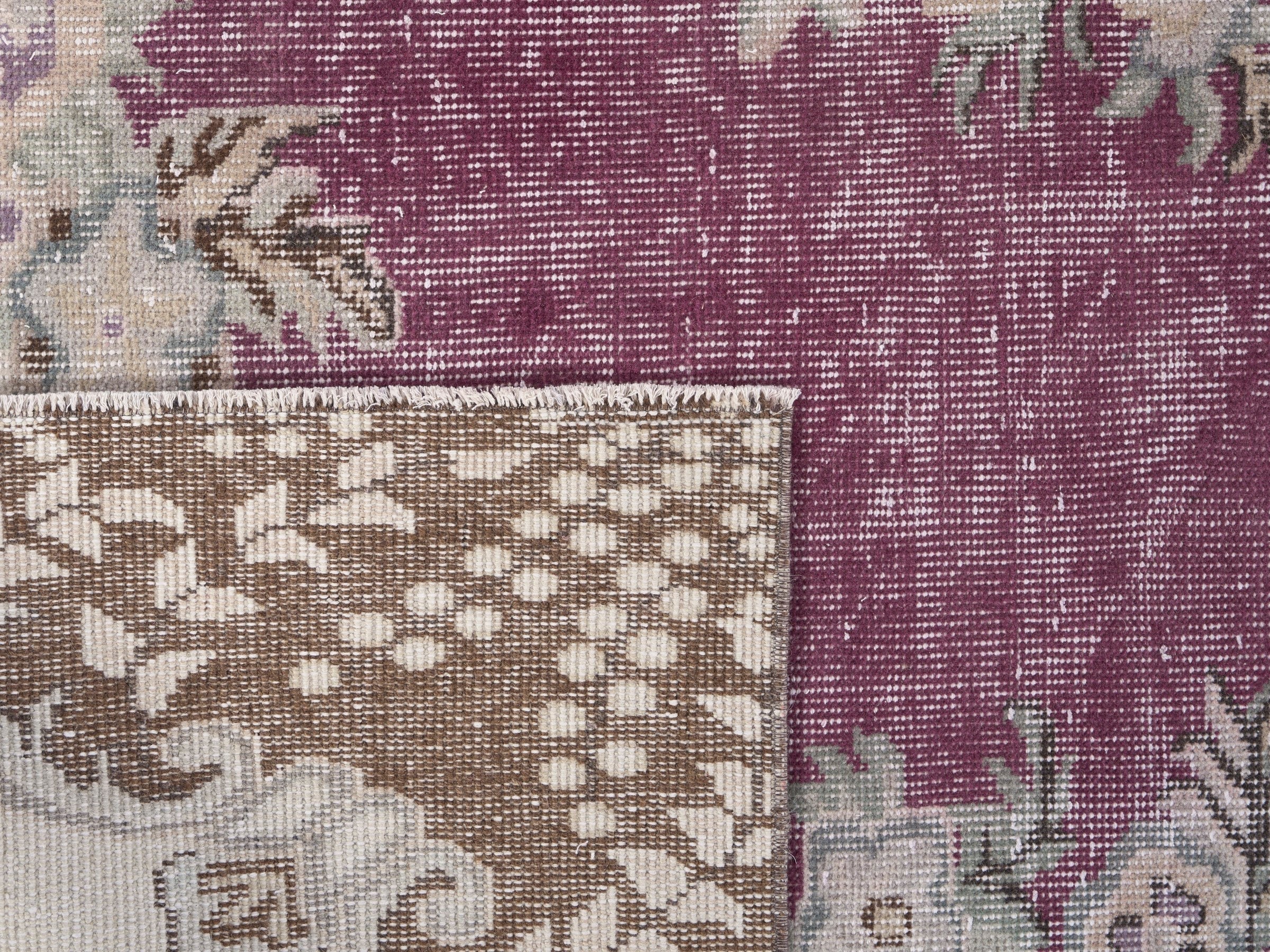 Turkish Isparta area rug in burgundy and ivory, view 10 of 10