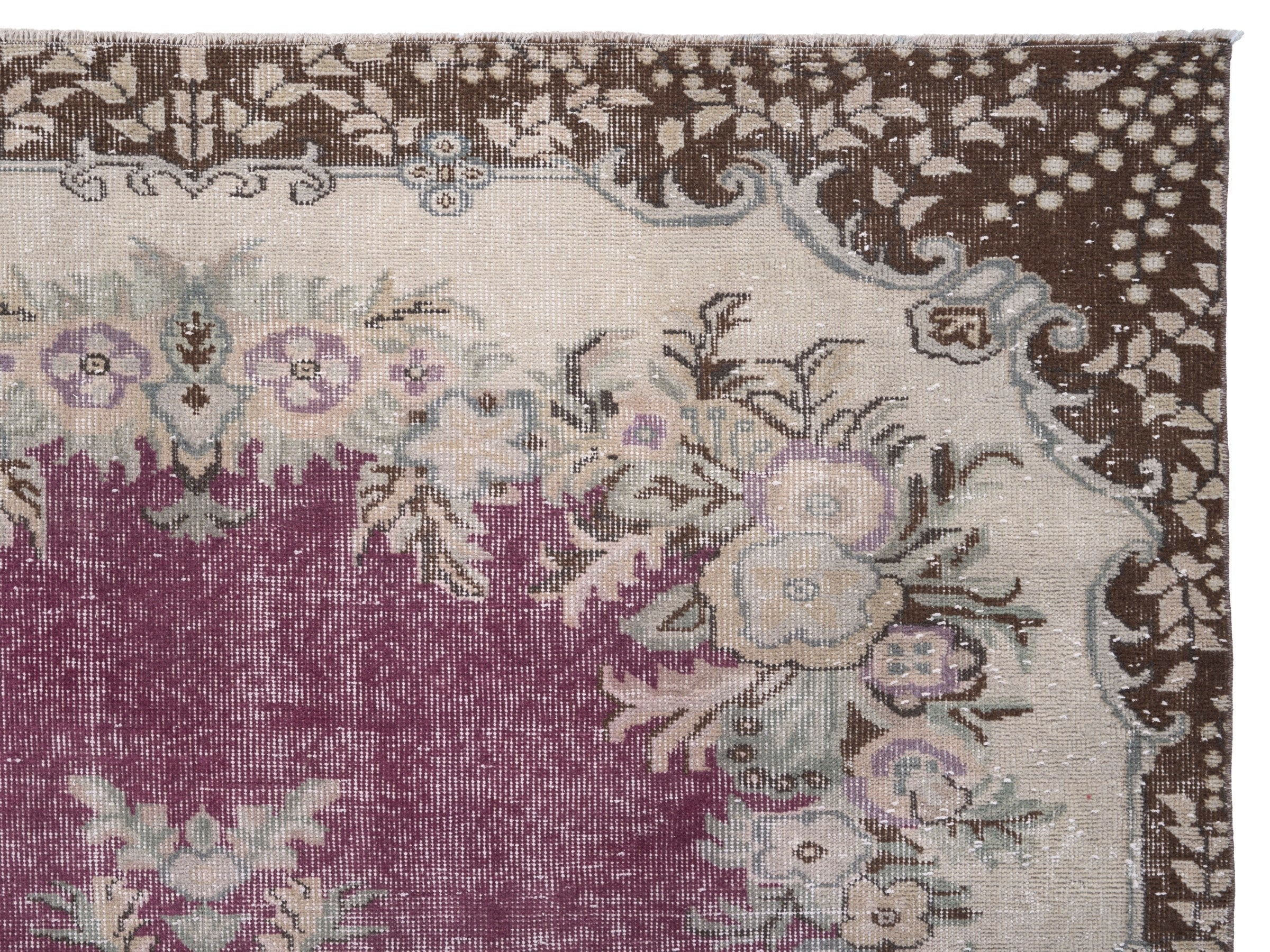 Turkish Isparta area rug in burgundy and ivory, view 8 of 10