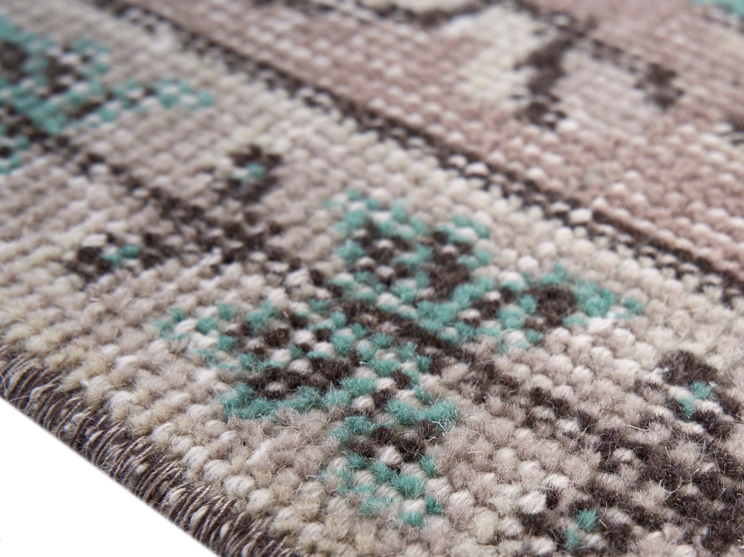 Turkish Isparta area rug in cream and dusty rose, view 6 of 10