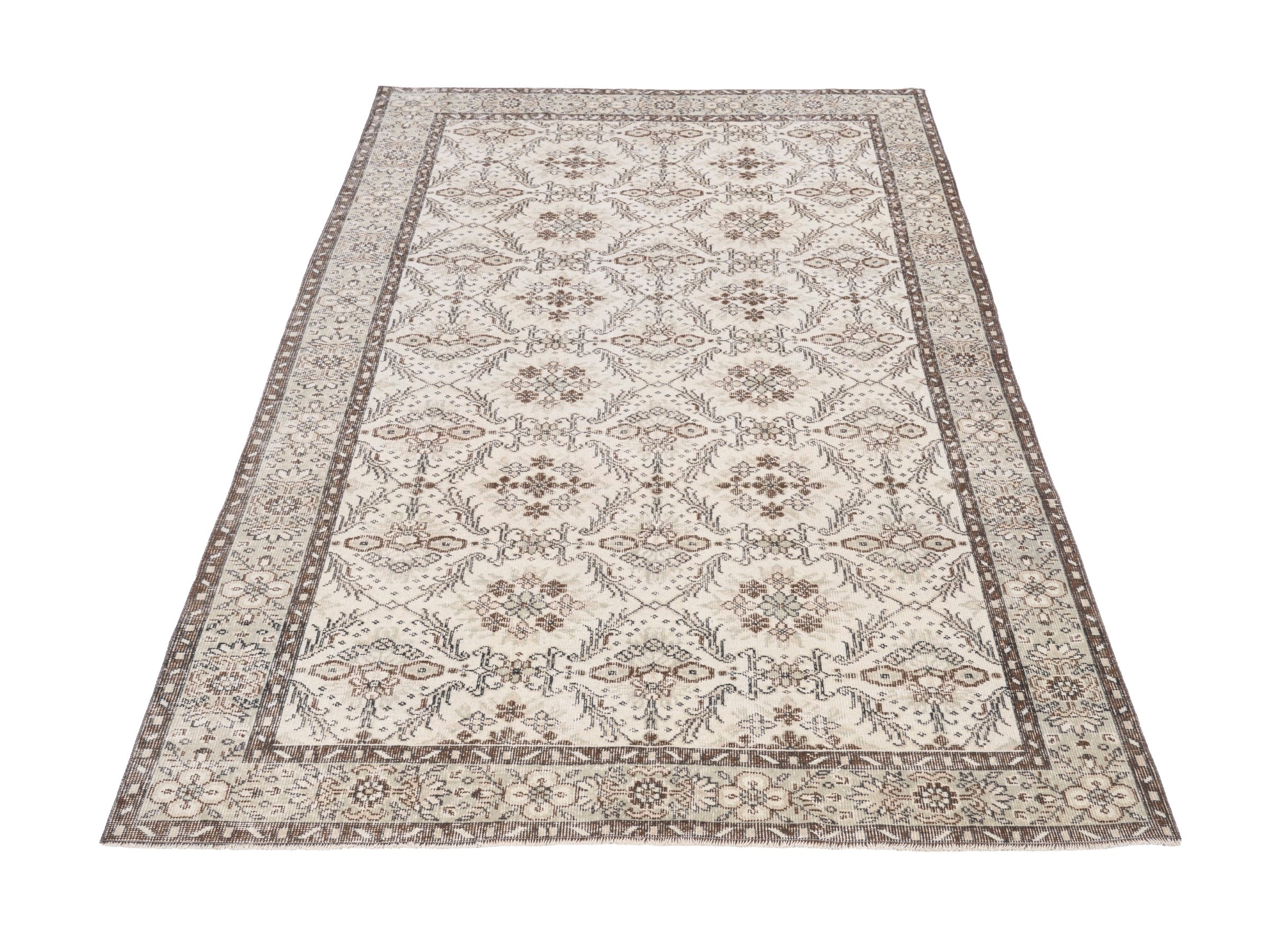 Turkish Isparta area rug in ivory and greige, view 2 of 10