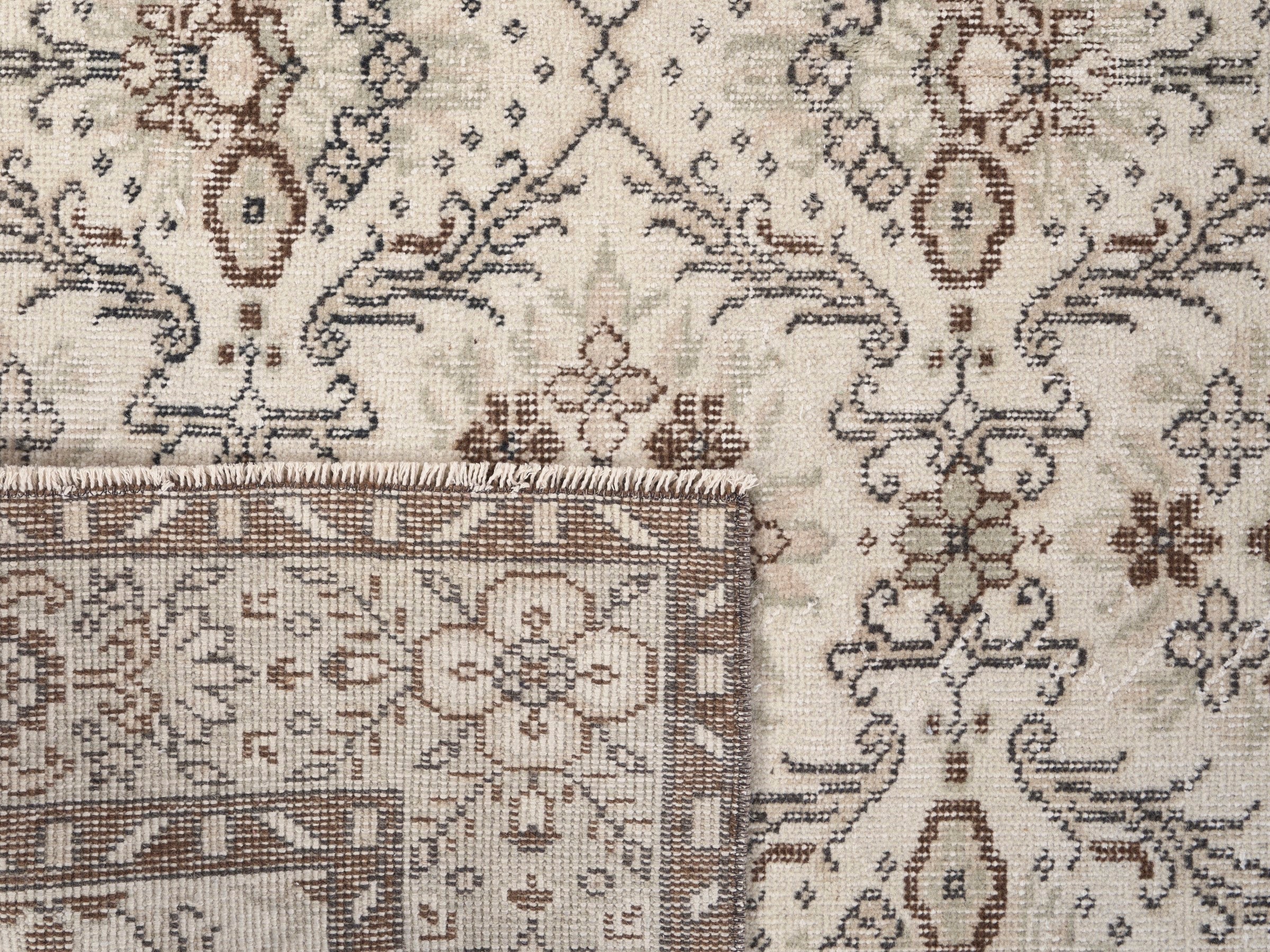 Turkish Isparta area rug in ivory and greige, view 10 of 10
