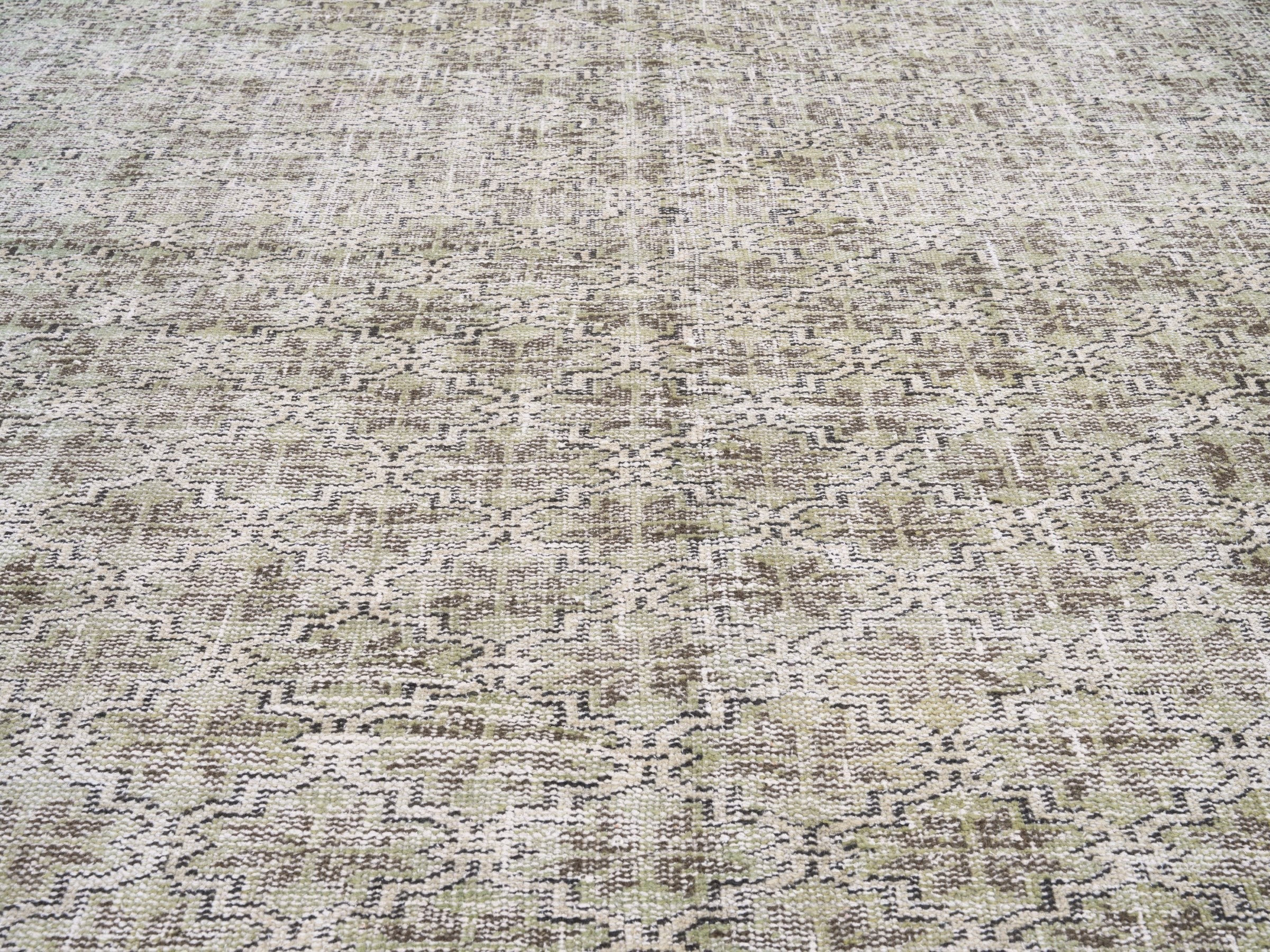 Turkish Manisa area rug in taupe and greige, view 4 of 10